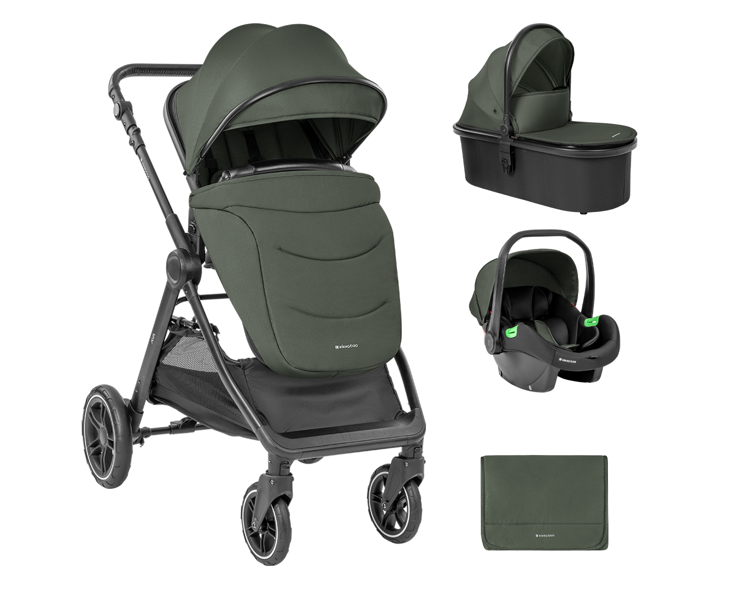 Carrito de bebé 3en1 con capazo Ava Verde Militar