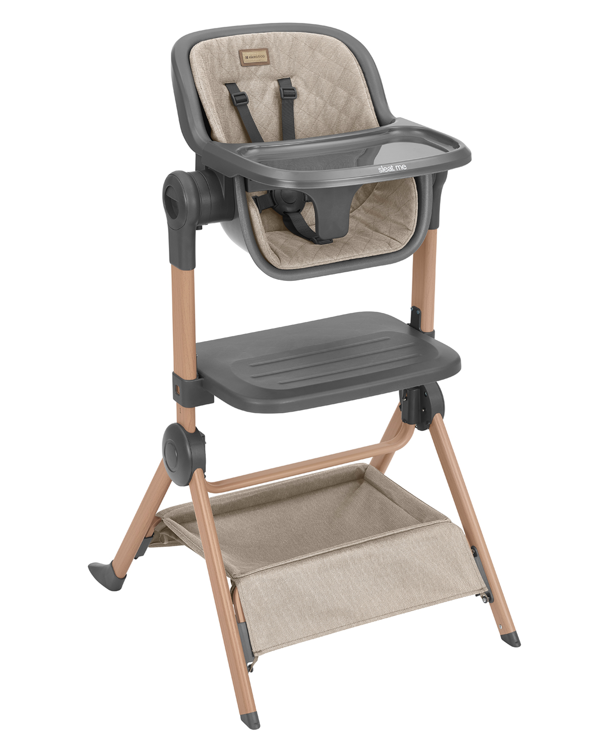 cuna de colecho 2 en 1 + trona sleat me beige de kikkaboo