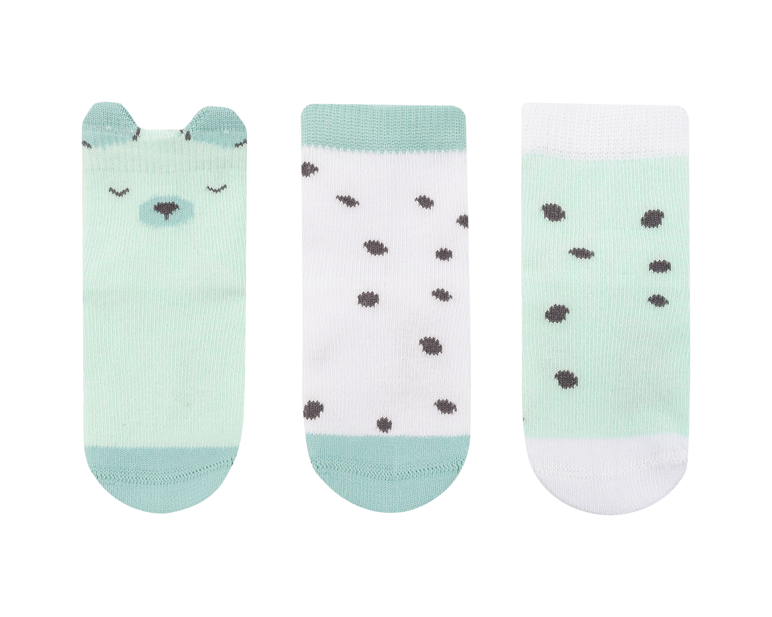 Calcetines de bebé con orejas 3D Bear with me Menta 1-2a