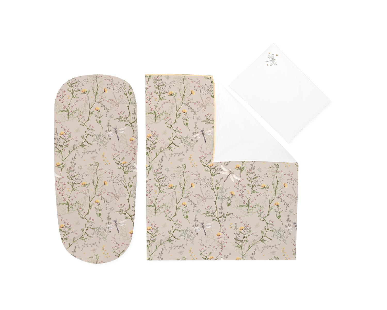 Juego de cama para capazo 6 piezas Secret Garden Beige