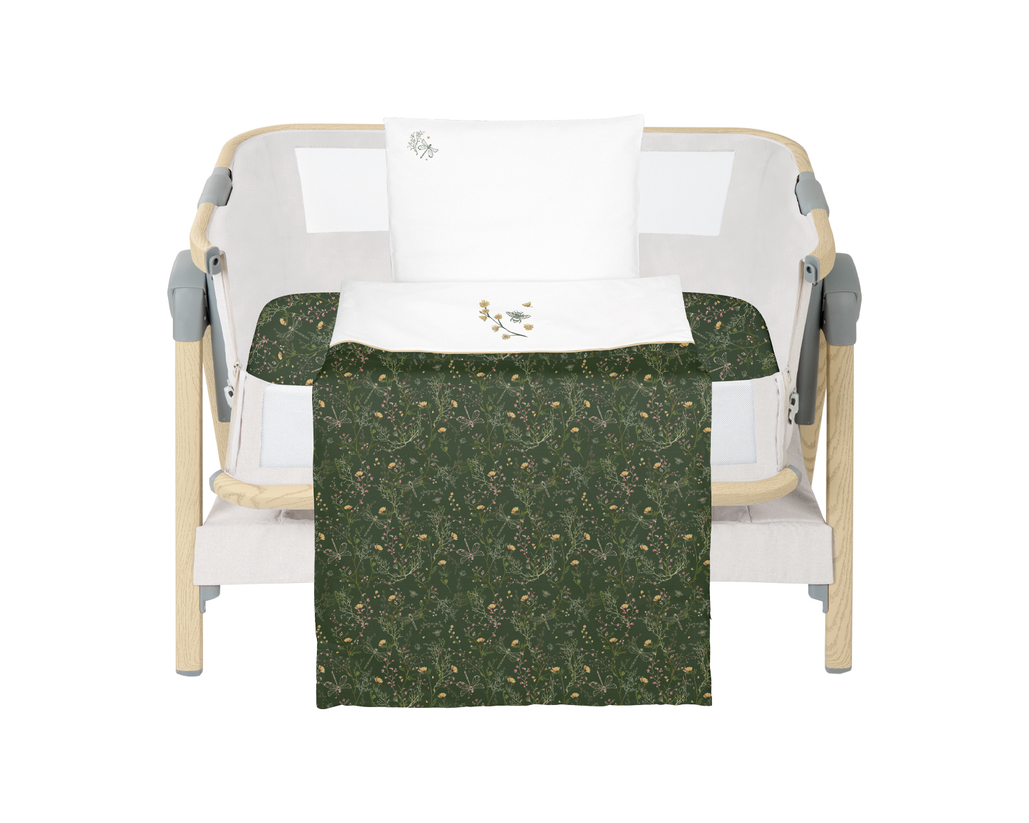 Juego de cama para minicuna 3 piezas Secret Garden Green
