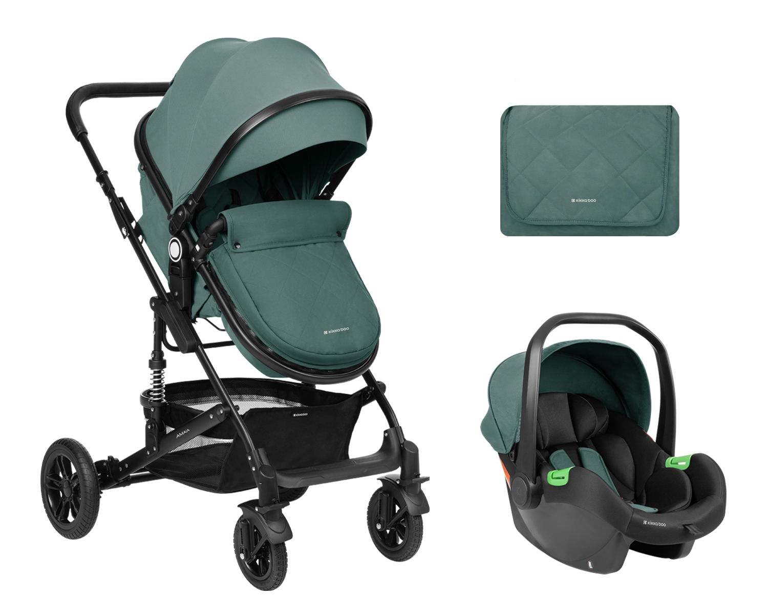 Carrito de bebé 3en1 asiento transf. Amaia Menta 2024
