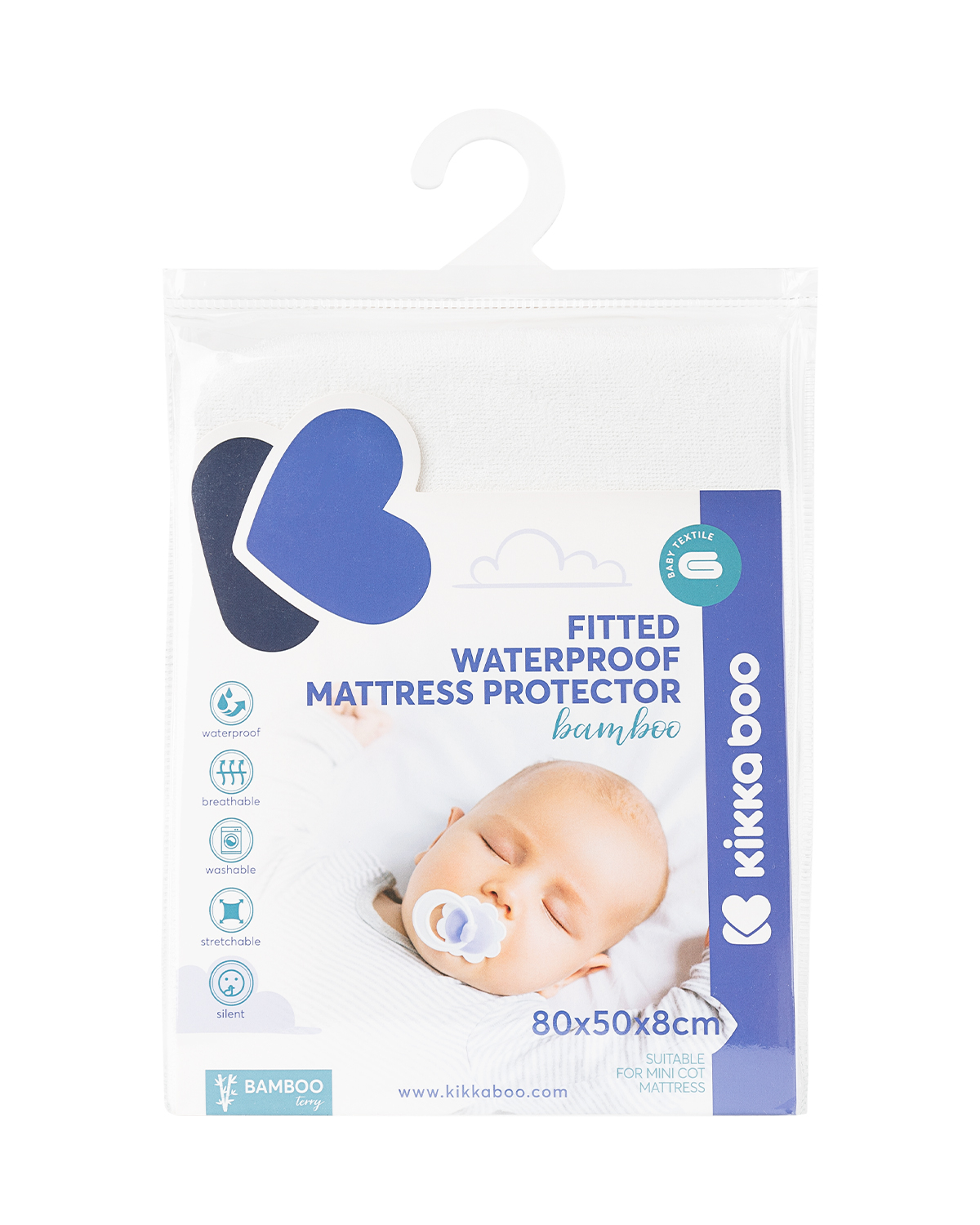 Protector de colchón ajustable - bambú 80/50/8 cm para mini cuna