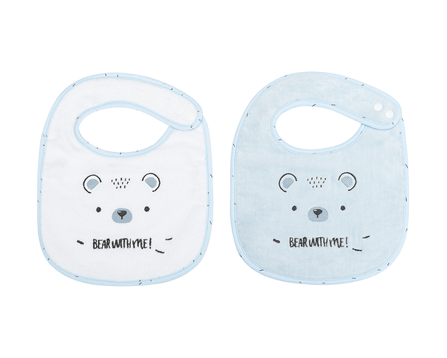 Set de 2 baberos rizo+velour Bear with me Azul