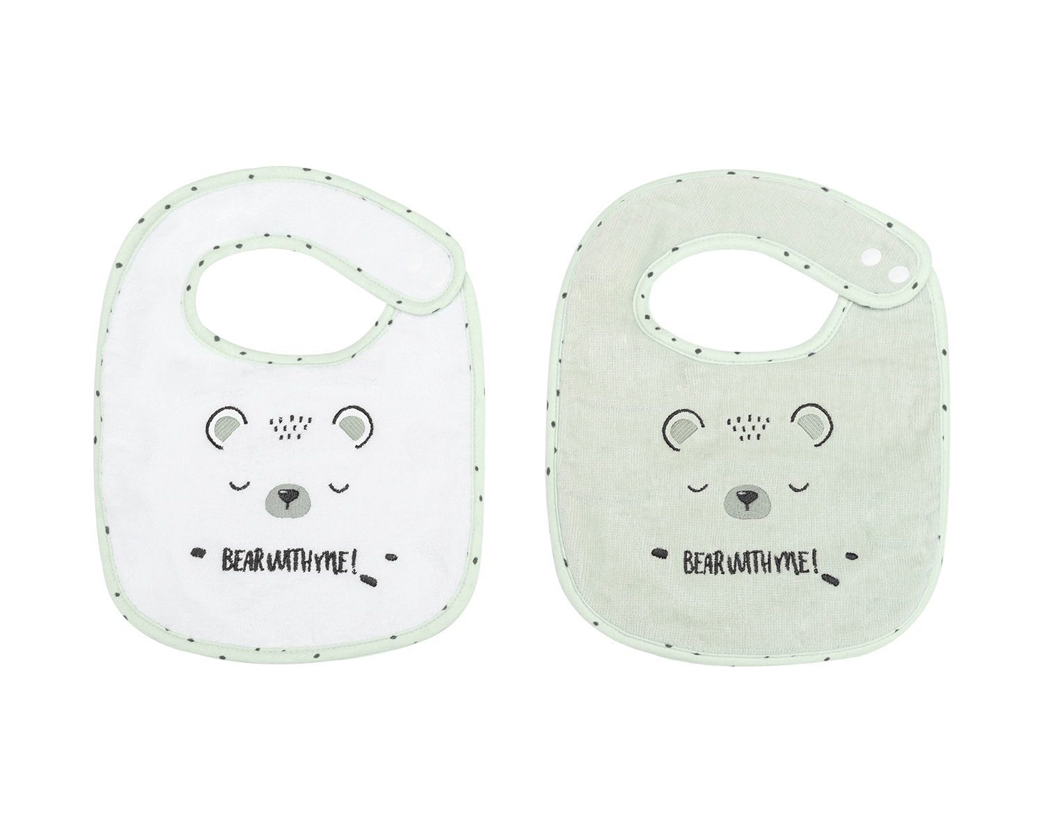 Set de 2 baberos rizo+velour Bear with me Menta