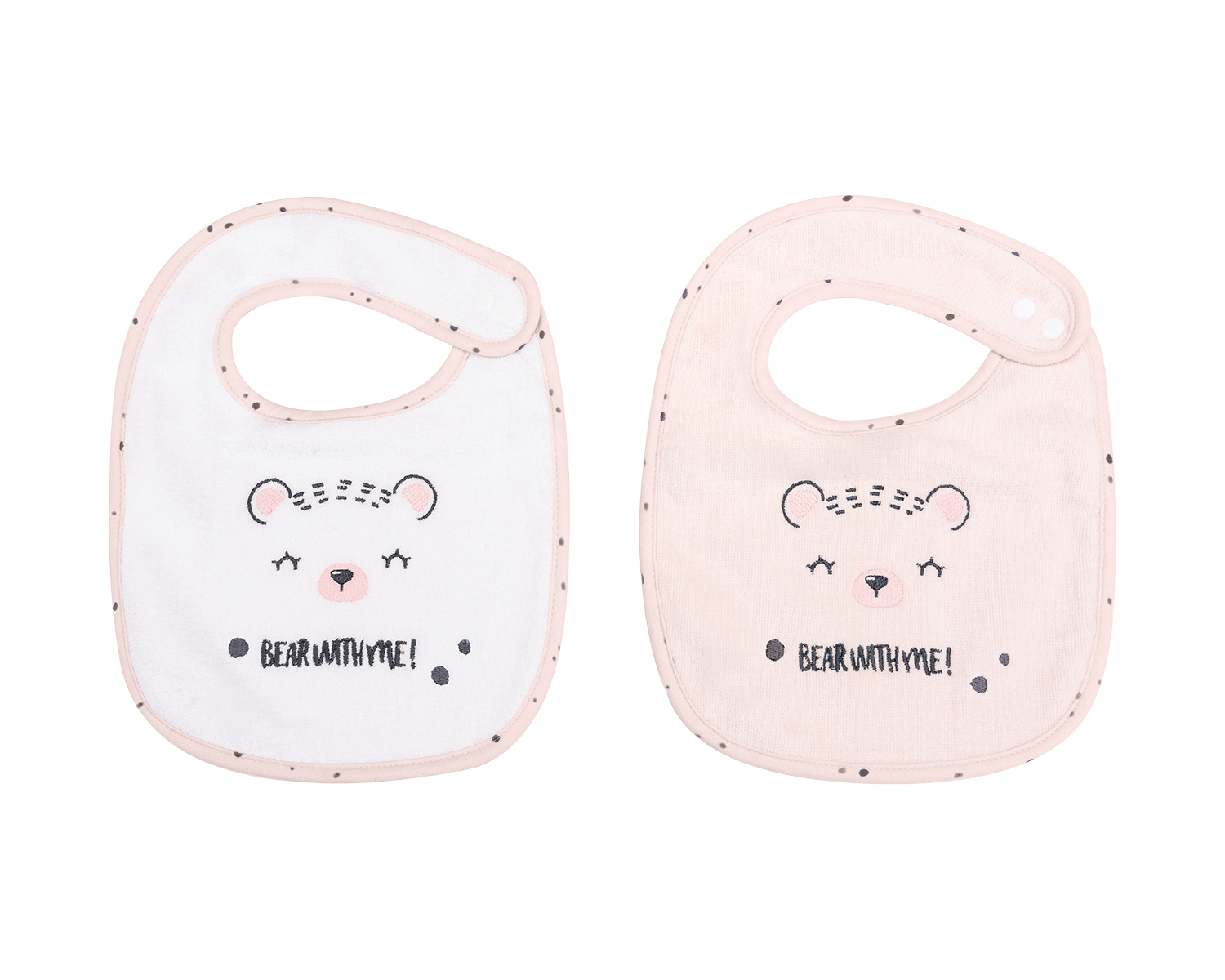 Set de 2 baberos rizo+velour Bear with me Rosa