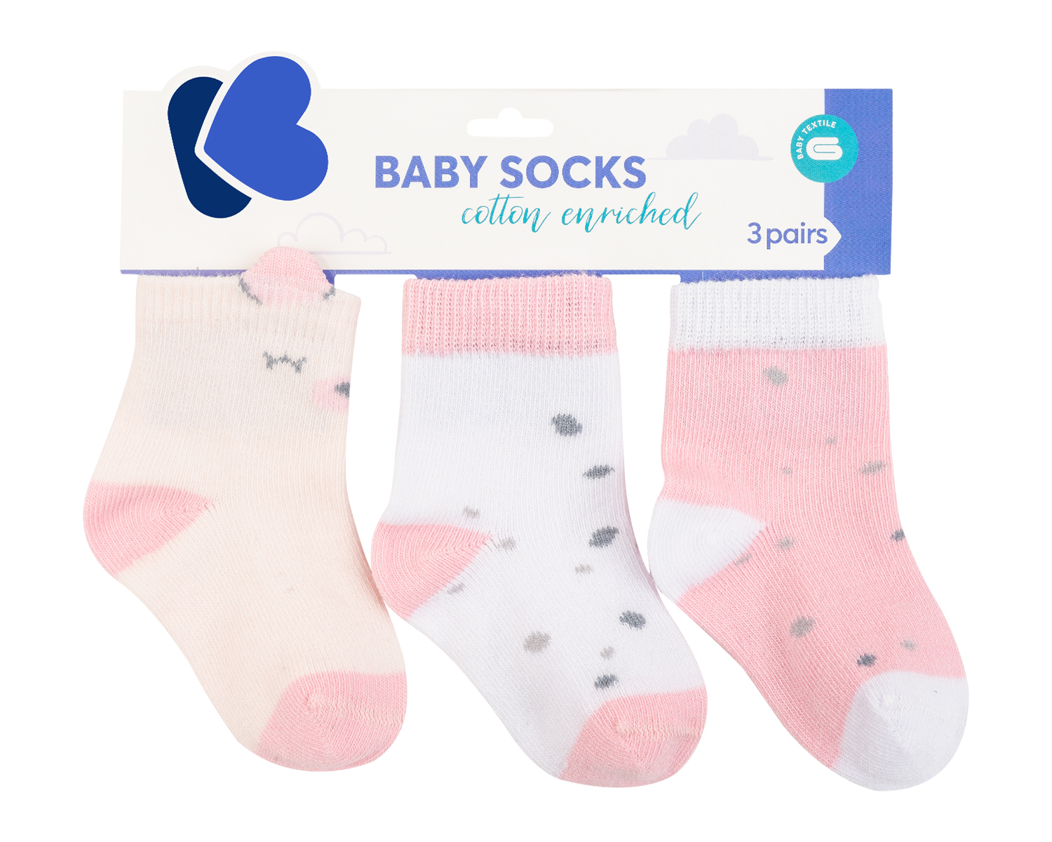 Calcetines de bebé con orejas 3D Bear with me Rosa 6-12m