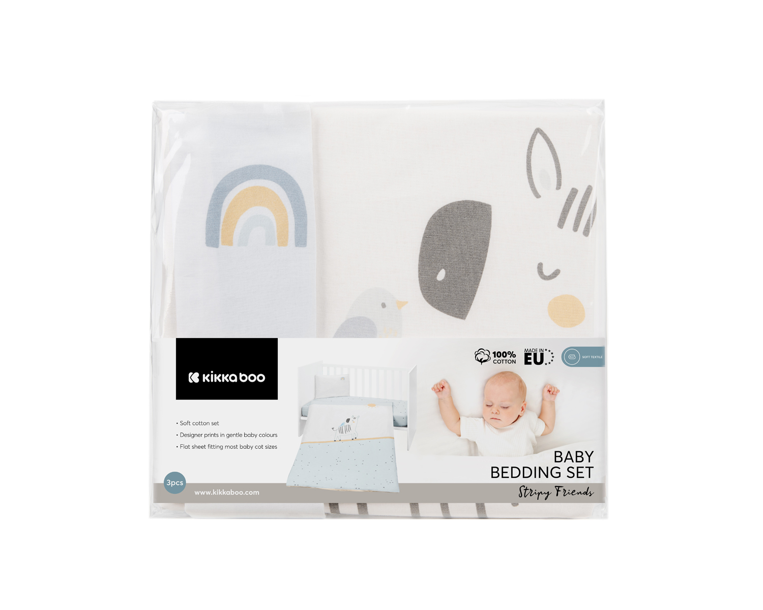 Juego de cama 3 piezas Stripy Friends