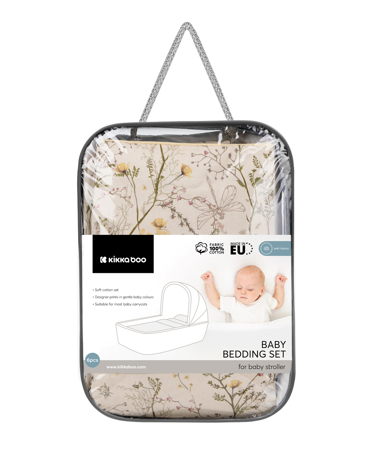 Juego de cama para capazo 6 piezas Secret Garden Beige