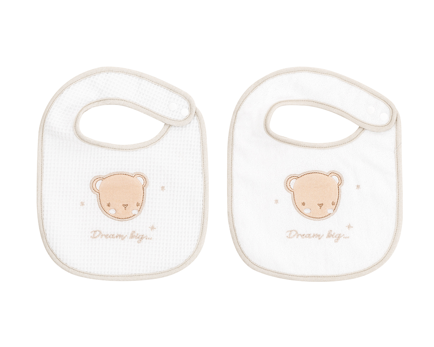Set de 2 baberos rizo+pique Dream Big Beige