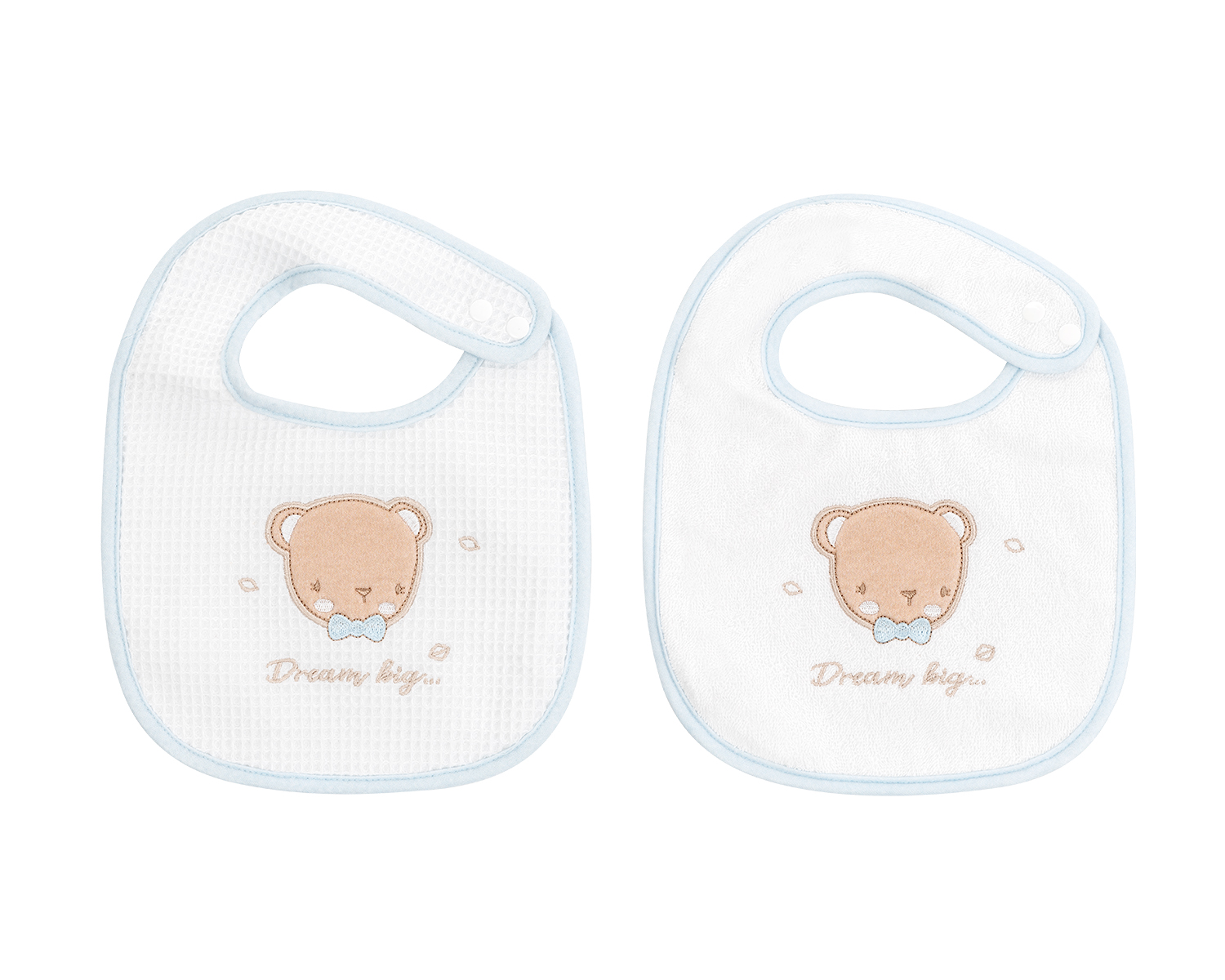 Set de 2 baberos rizo+pique Dream Big Azul