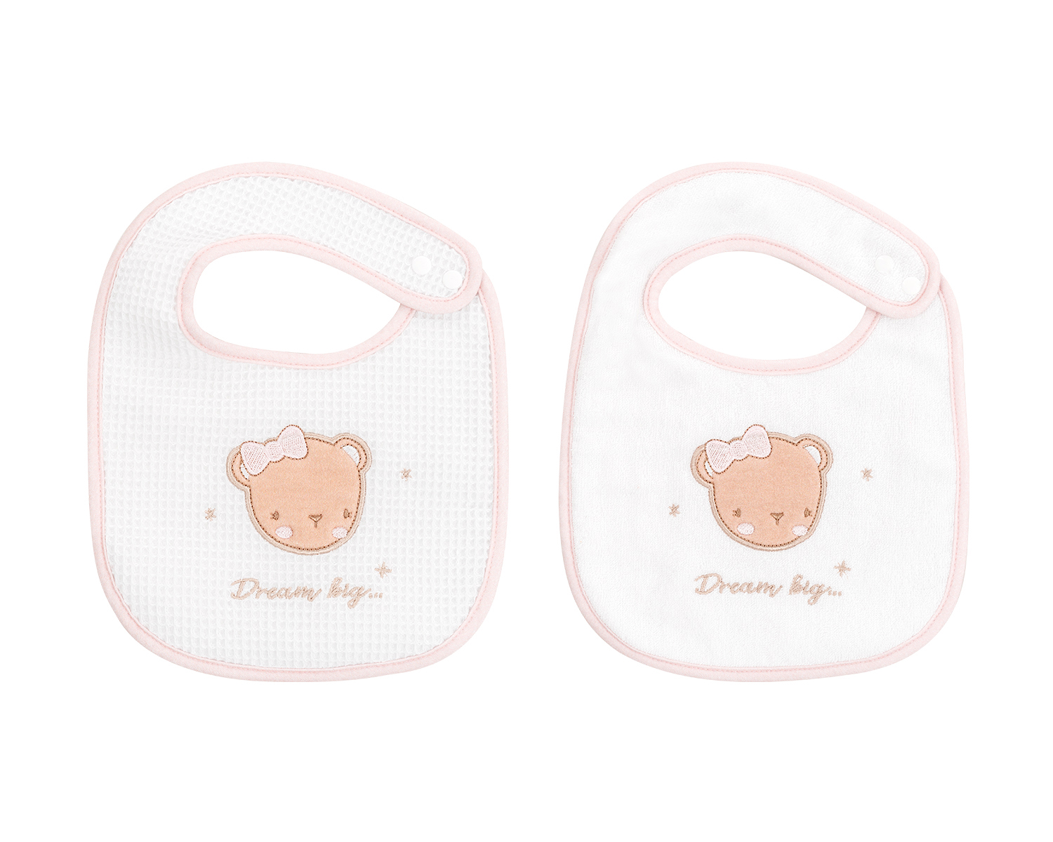 Set de 2 baberos rizo+pique Dream Big Rosa