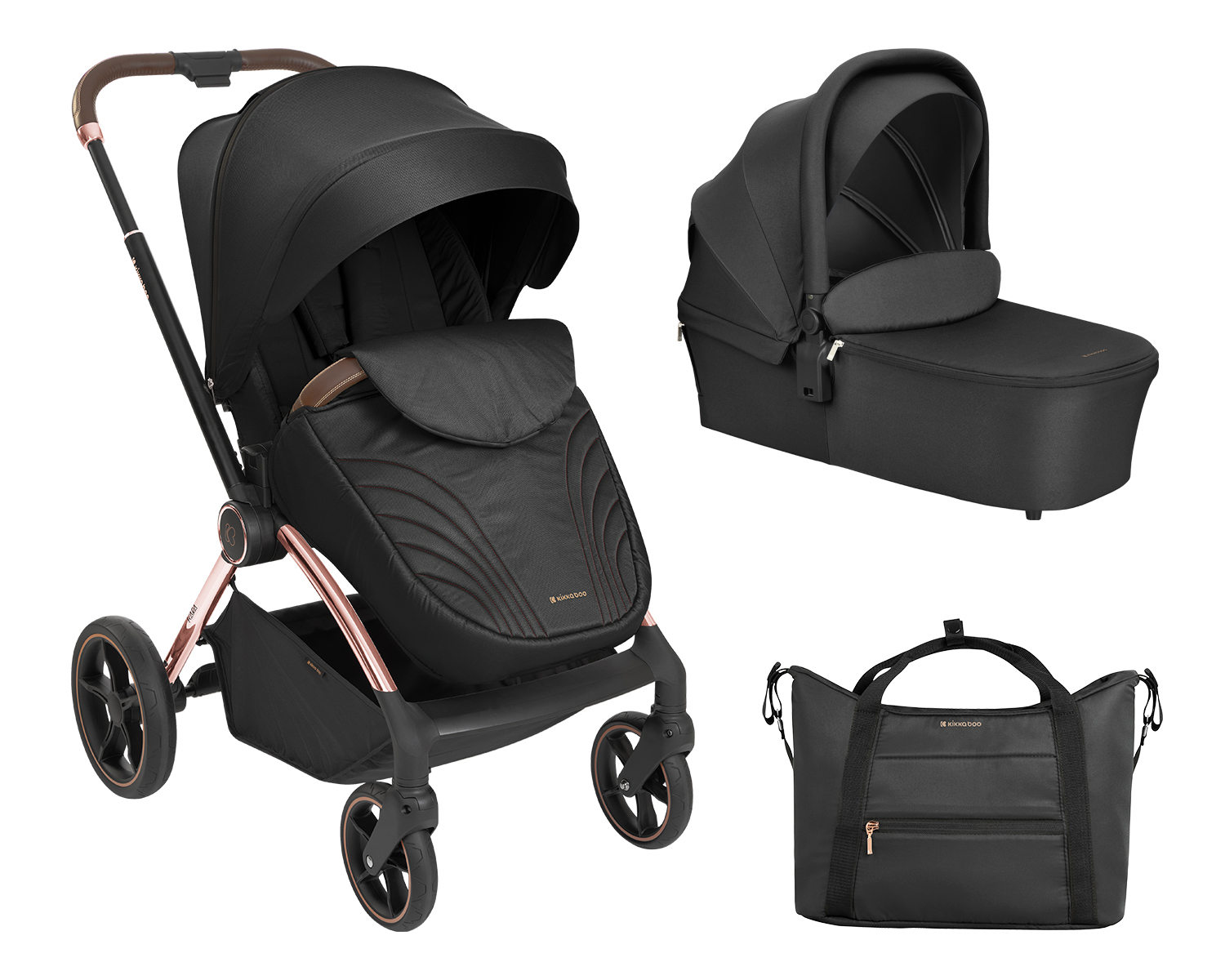 Carrito de bebé 2en1 con capazo Kara Negro
