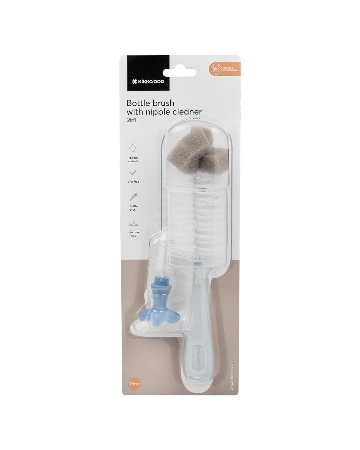 Cepillo para biberones y limpiador de tetinas 2en1 Azul