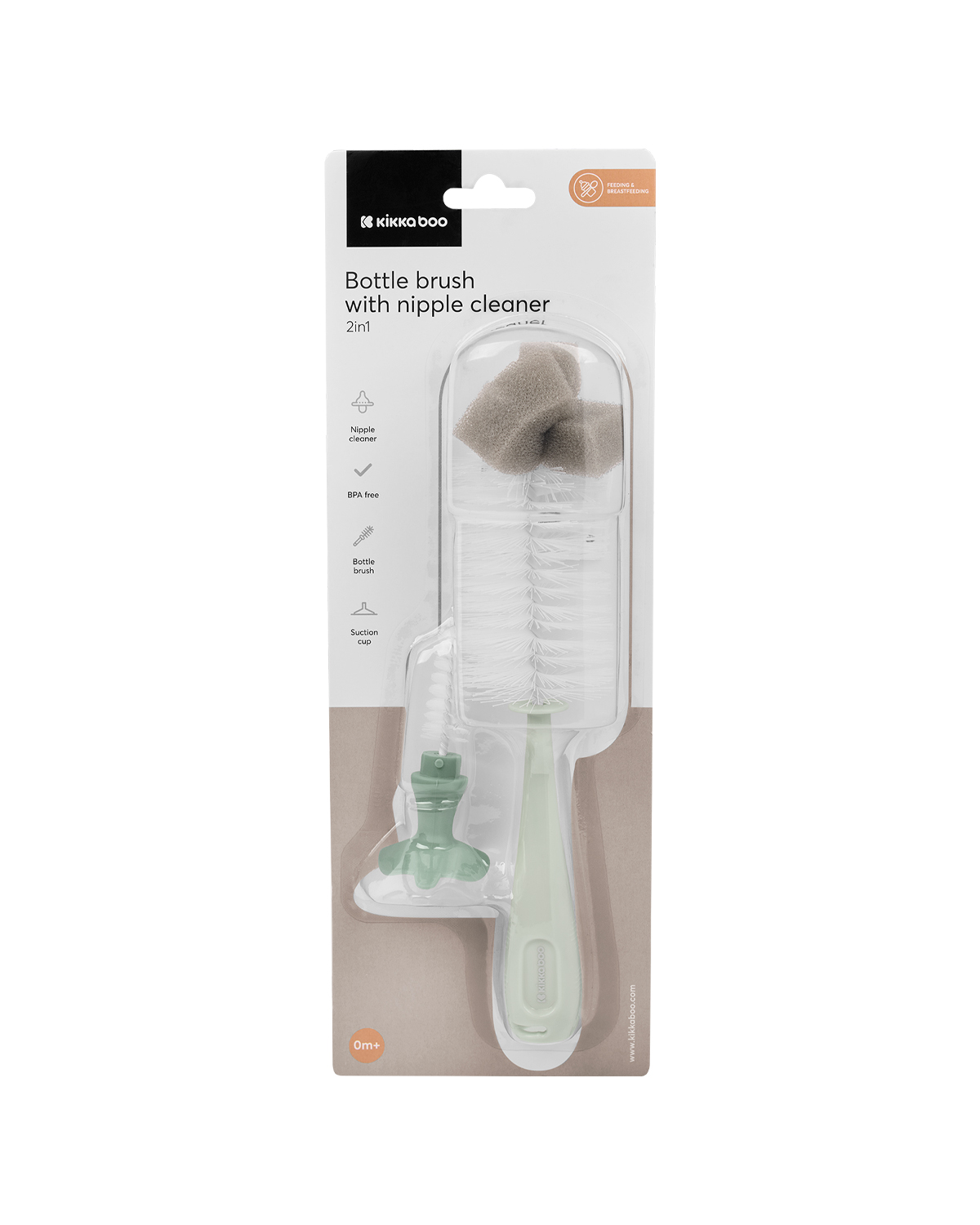 Cepillo para biberones y limpiador de tetinas 2en1 Menta