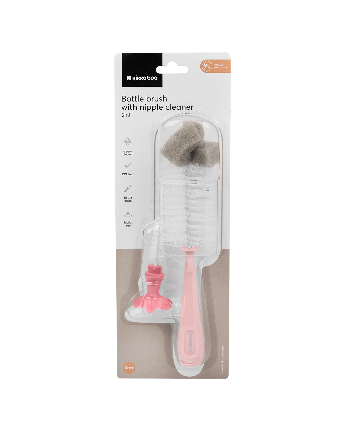 Cepillo para biberones y limpiador de tetinas 2en1 Rosa