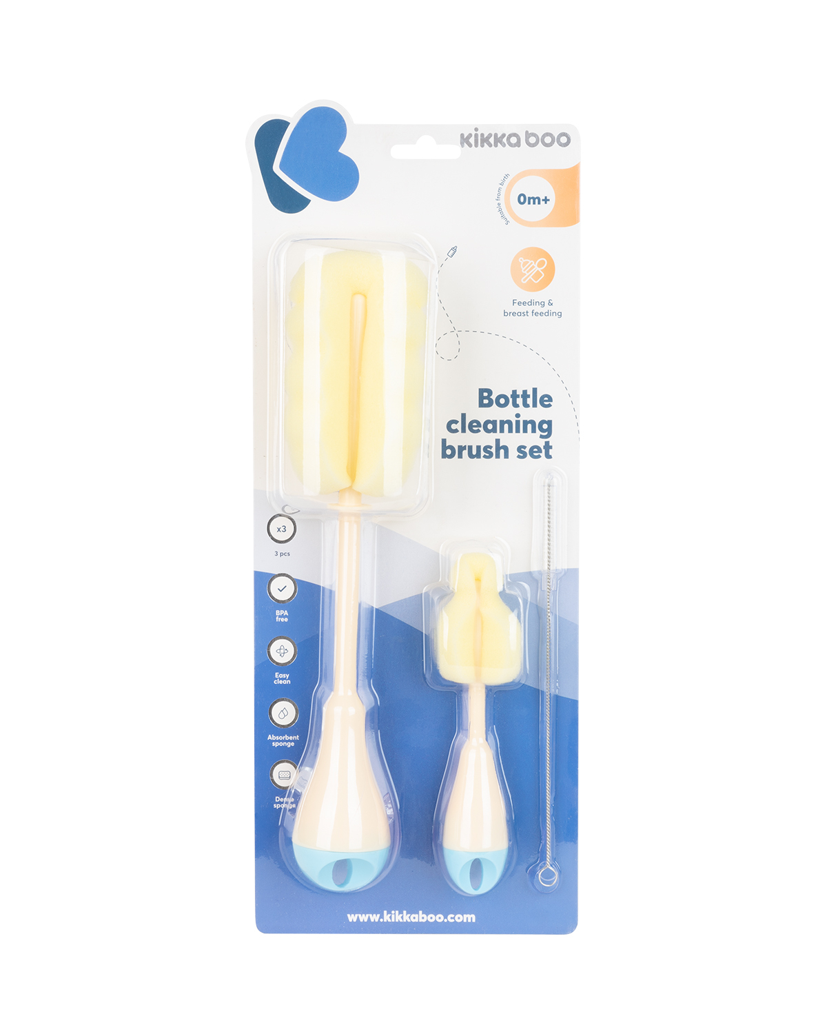 Cepillo para biberones set 3 uds Azul