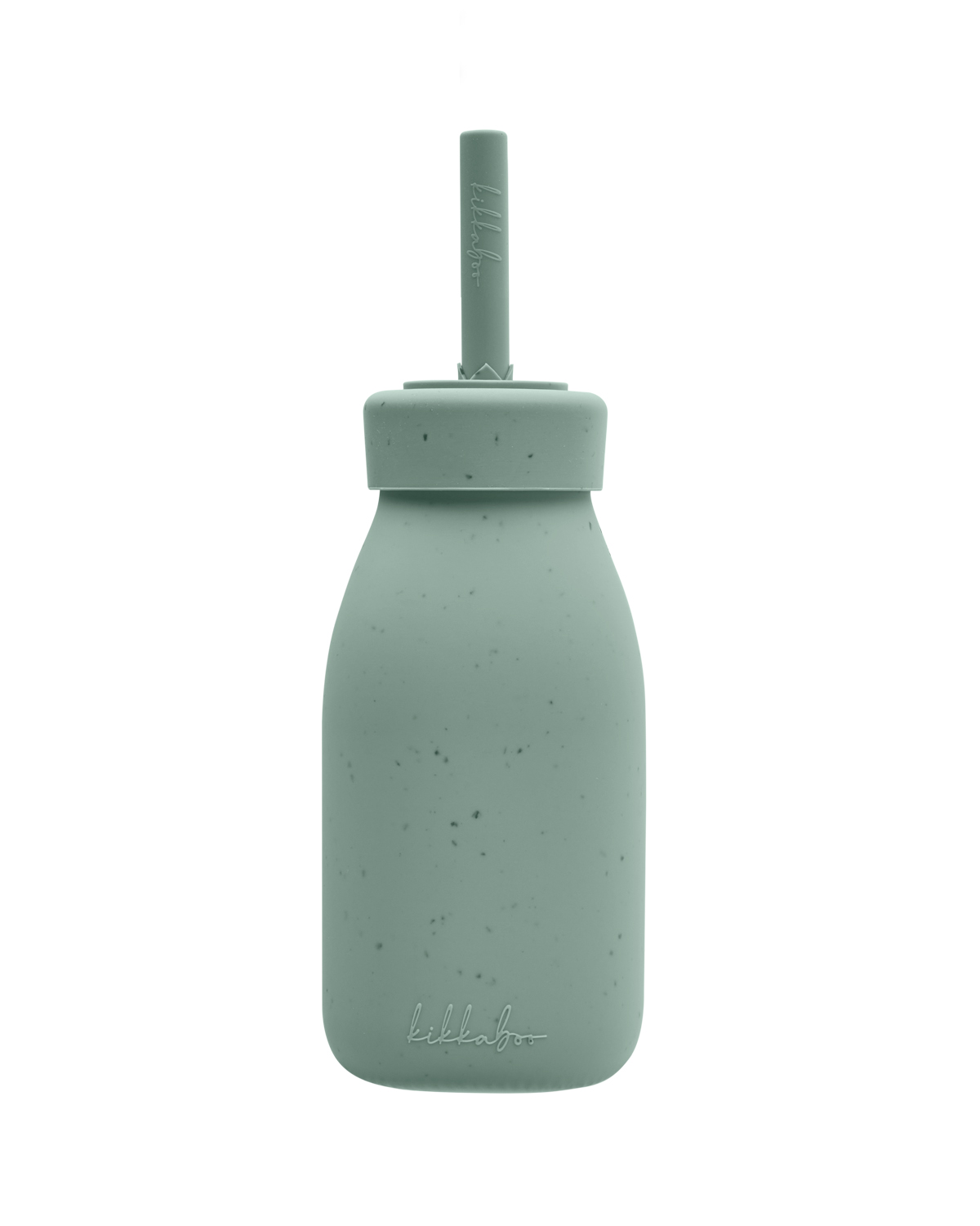 Bottle with straw Platinum Silicone Sage