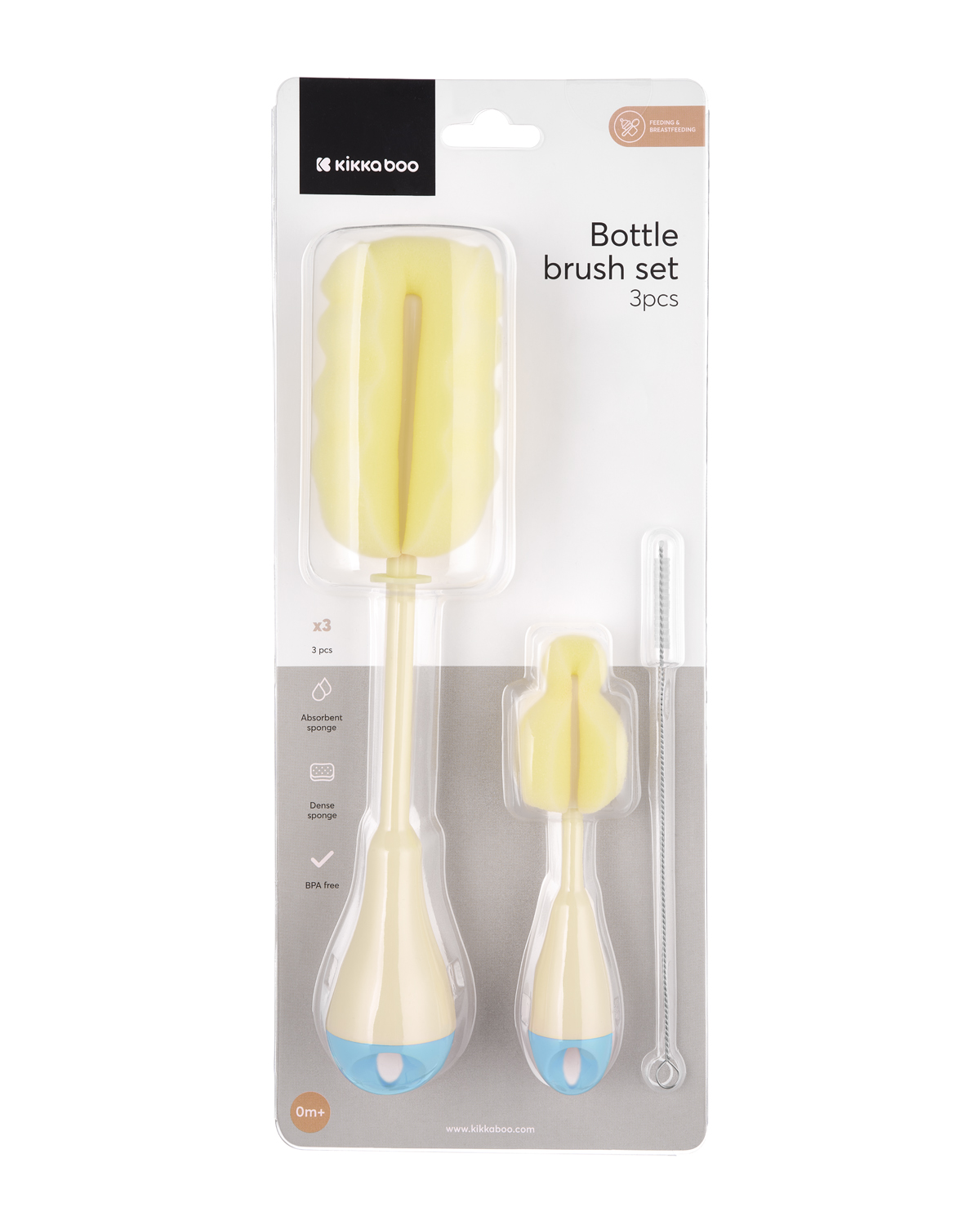 Cepillo para biberones set 3 uds Azul