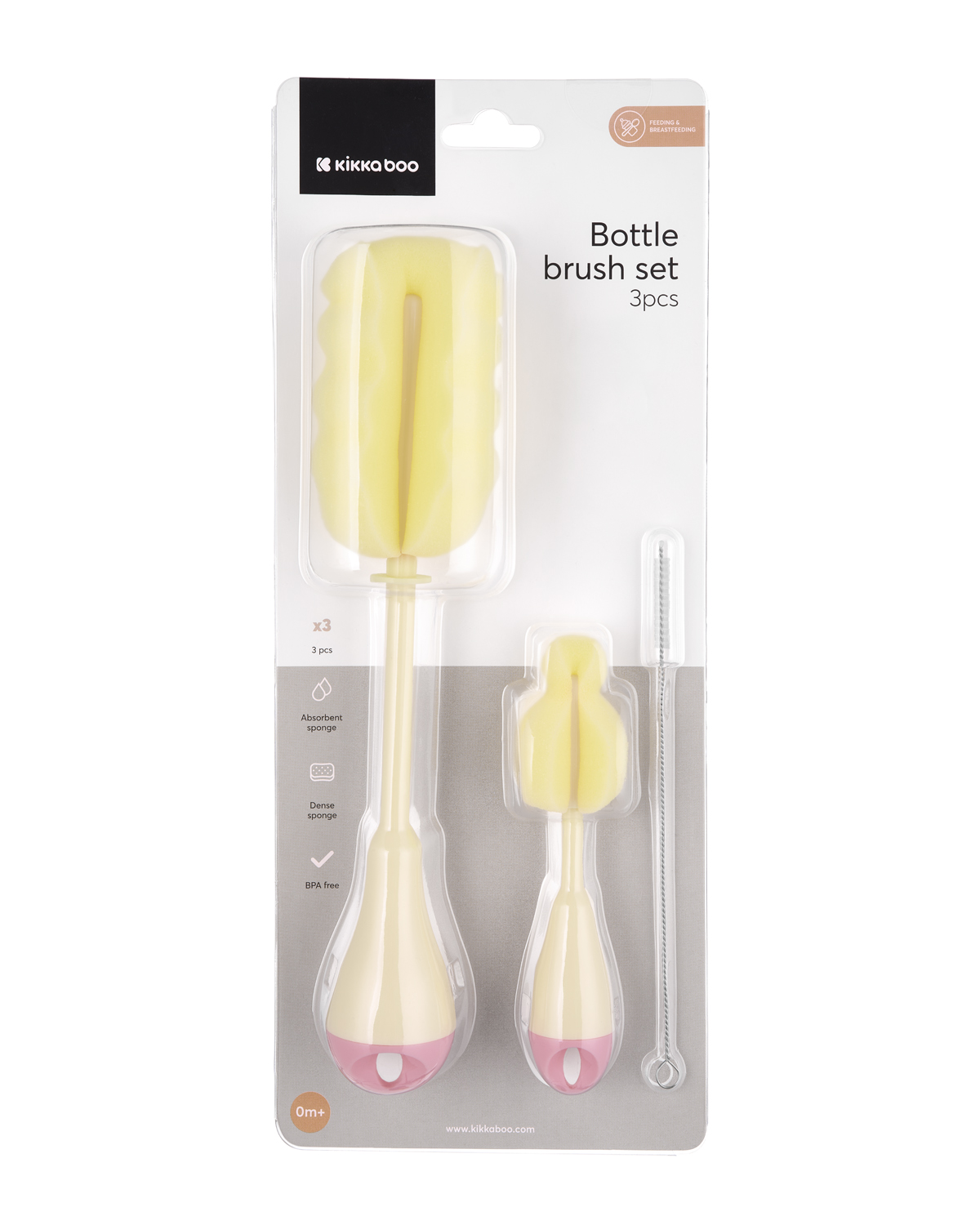 Cepillo para biberones set 3 uds Rosa
