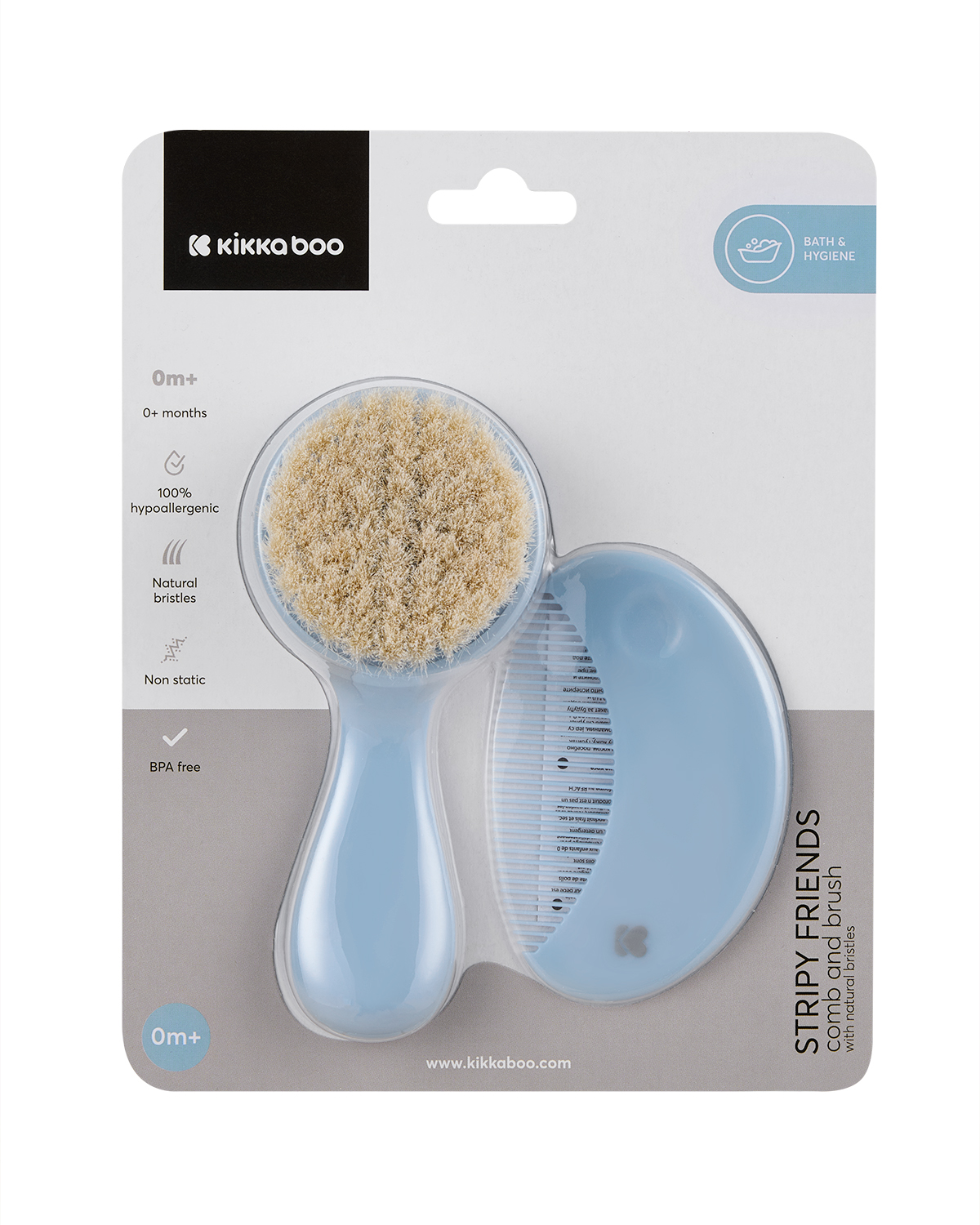 Peine y cepillo con cerdas naturales Stripy Friends