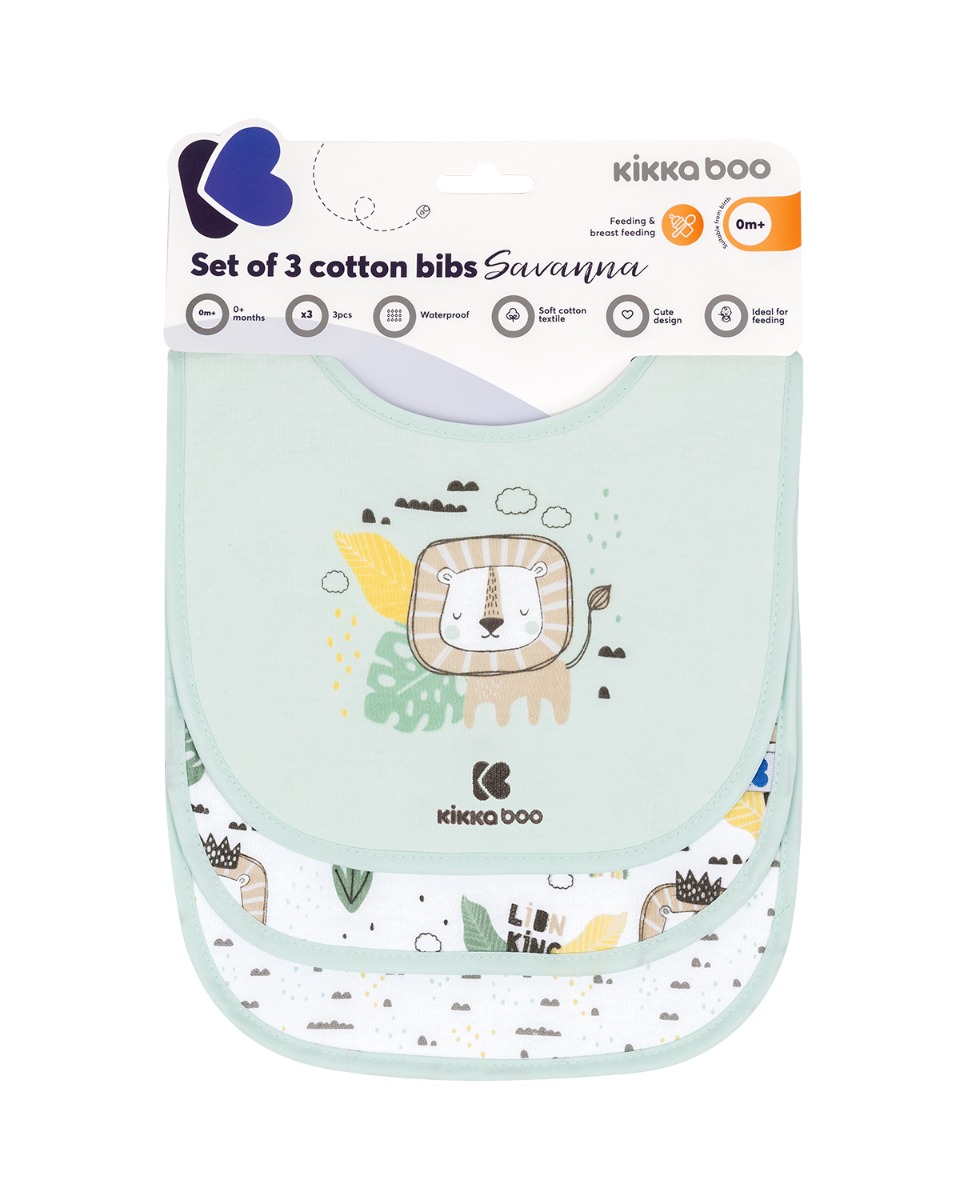 Set de 3 baberos de algodón Savanna Menta