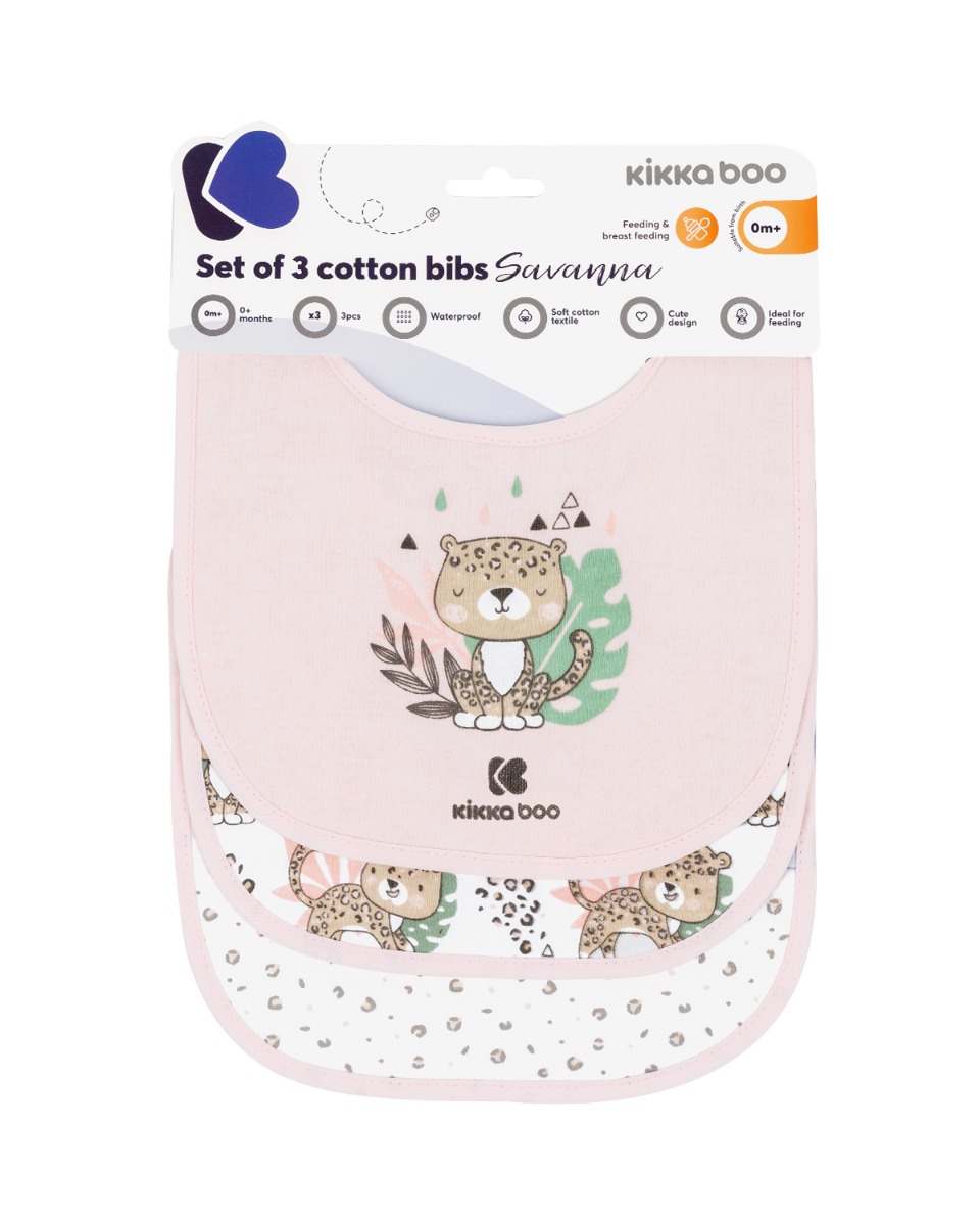 Set de 3 baberos de algodón Savanna Rosa