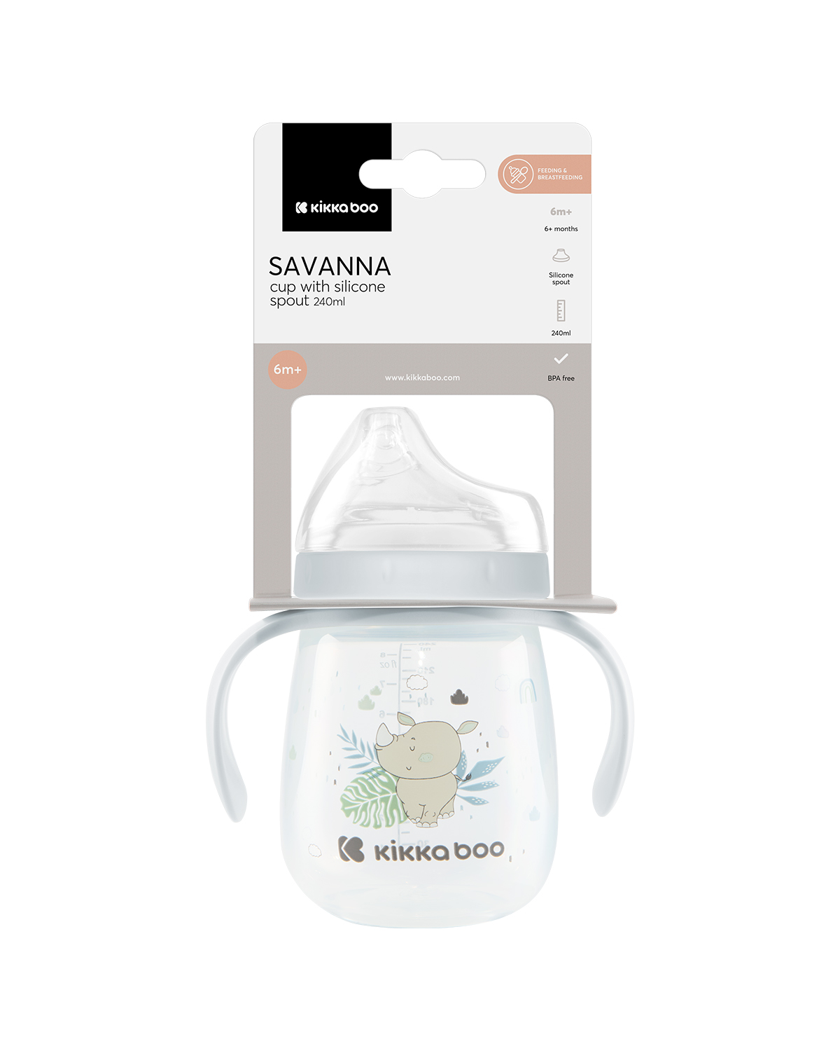 Taza con boquilla de silicona 240ml Savanna Azul