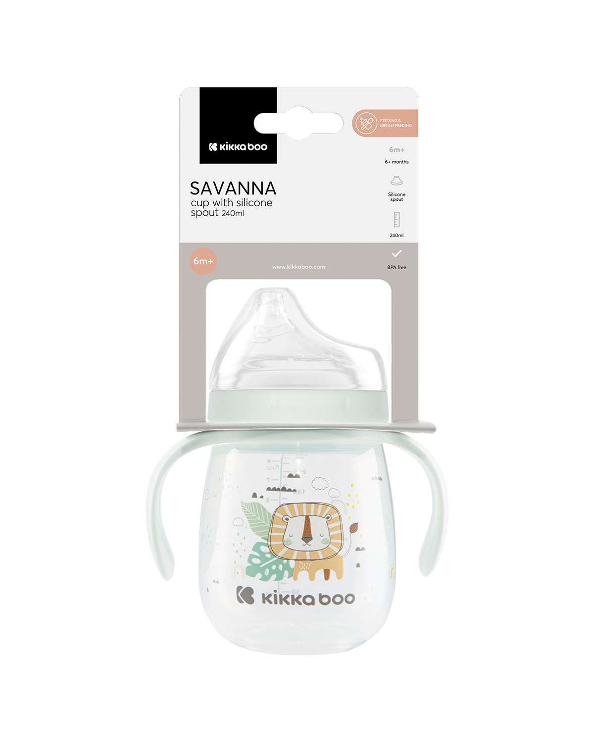 Taza con boquilla de silicona 240ml Savanna Menta