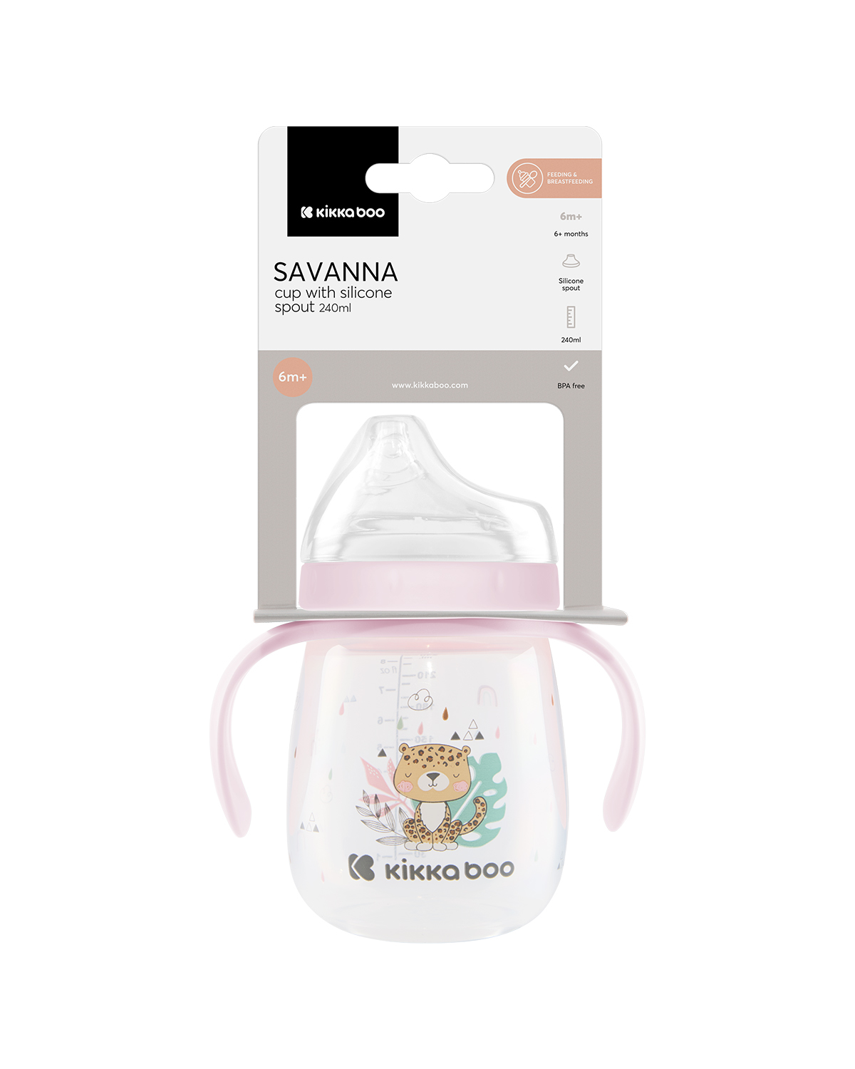 Taza con boquilla de silicona 240ml Savanna Rosa