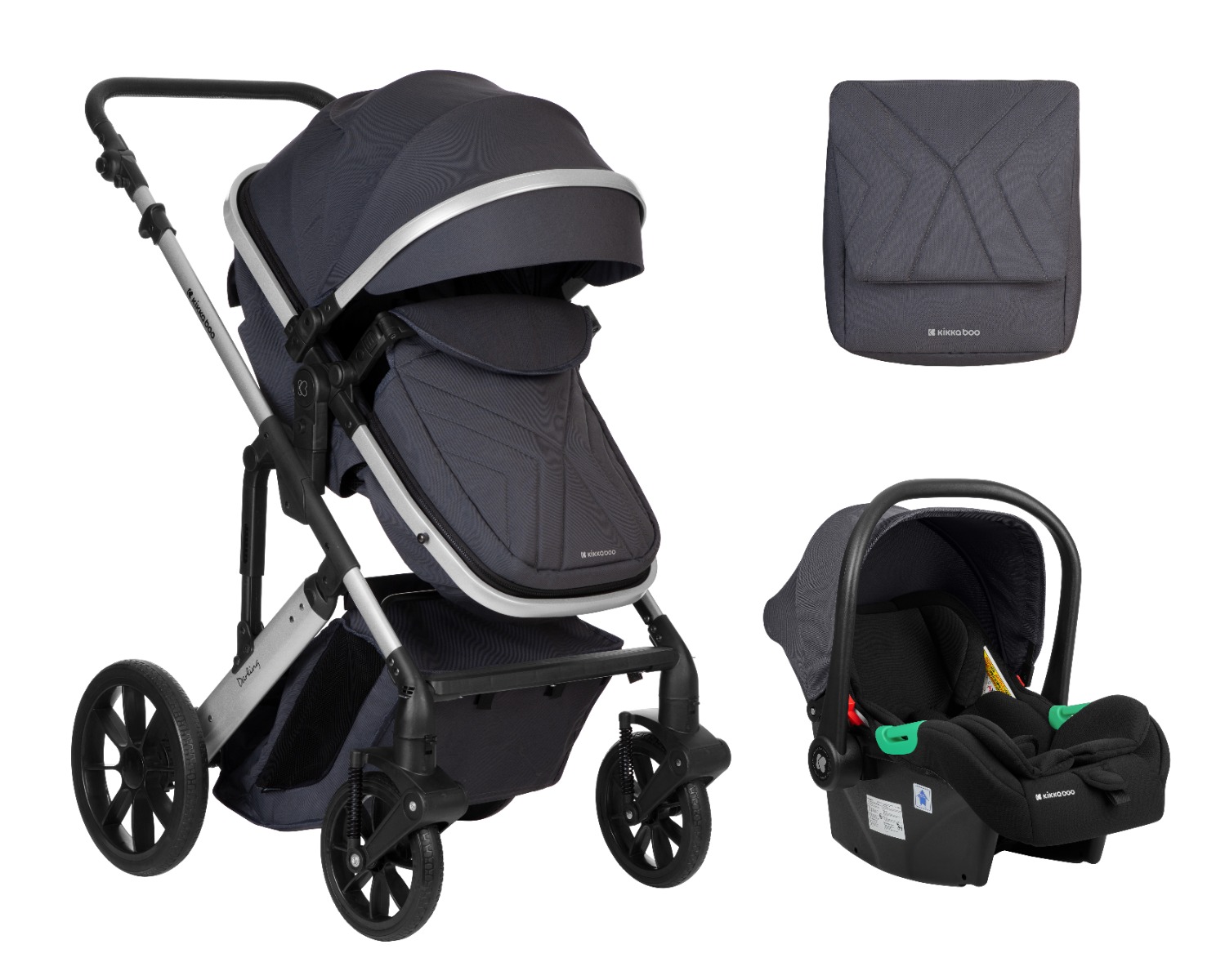 Carrito de bebé 3en1 asiento transf. Darling Gris Oscuro 