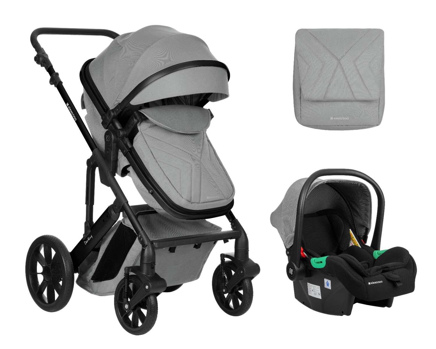 Carrito de bebé 3en1 asiento transf. Darling Gris Claro 