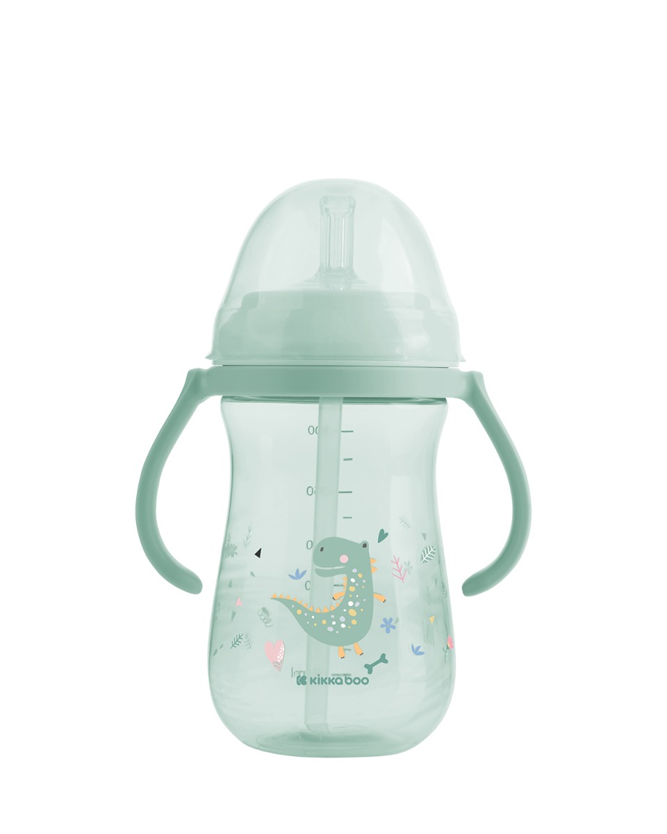 Vasito de PP con pajita de silicona 300ml Dino World Menta