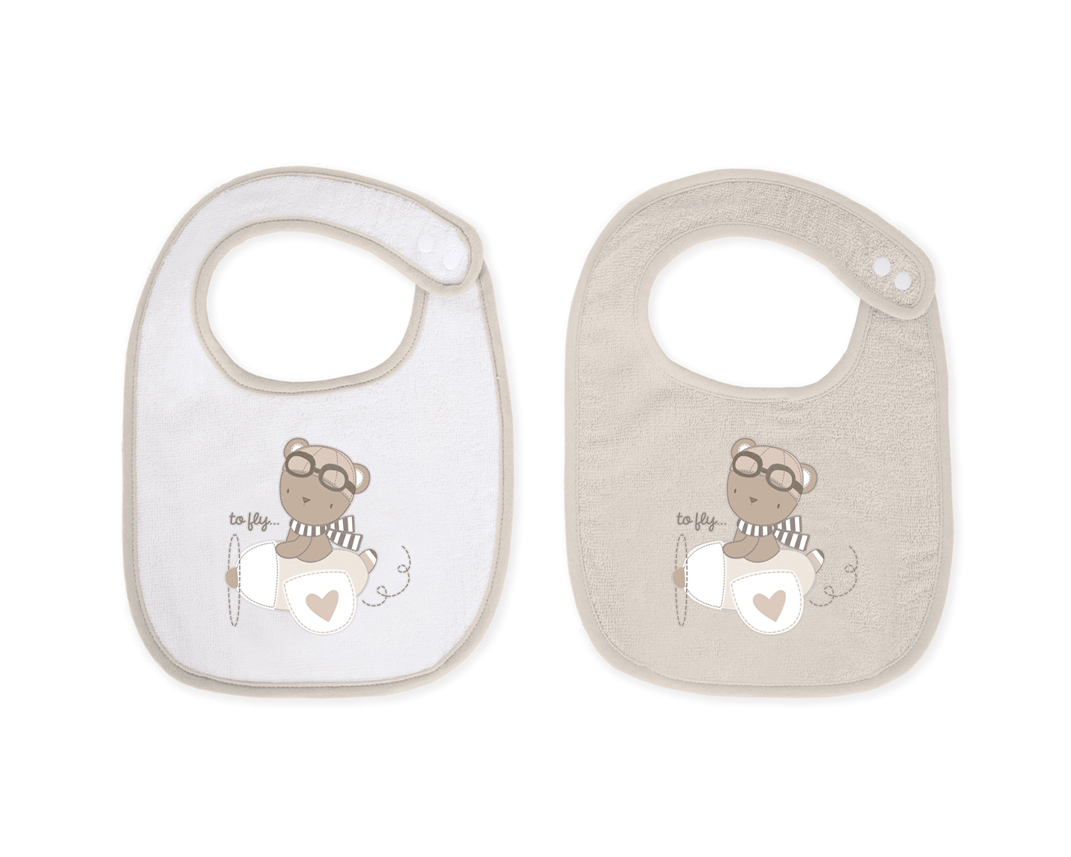 Set de 2 baberos de rizo Dreamy Flight Beige