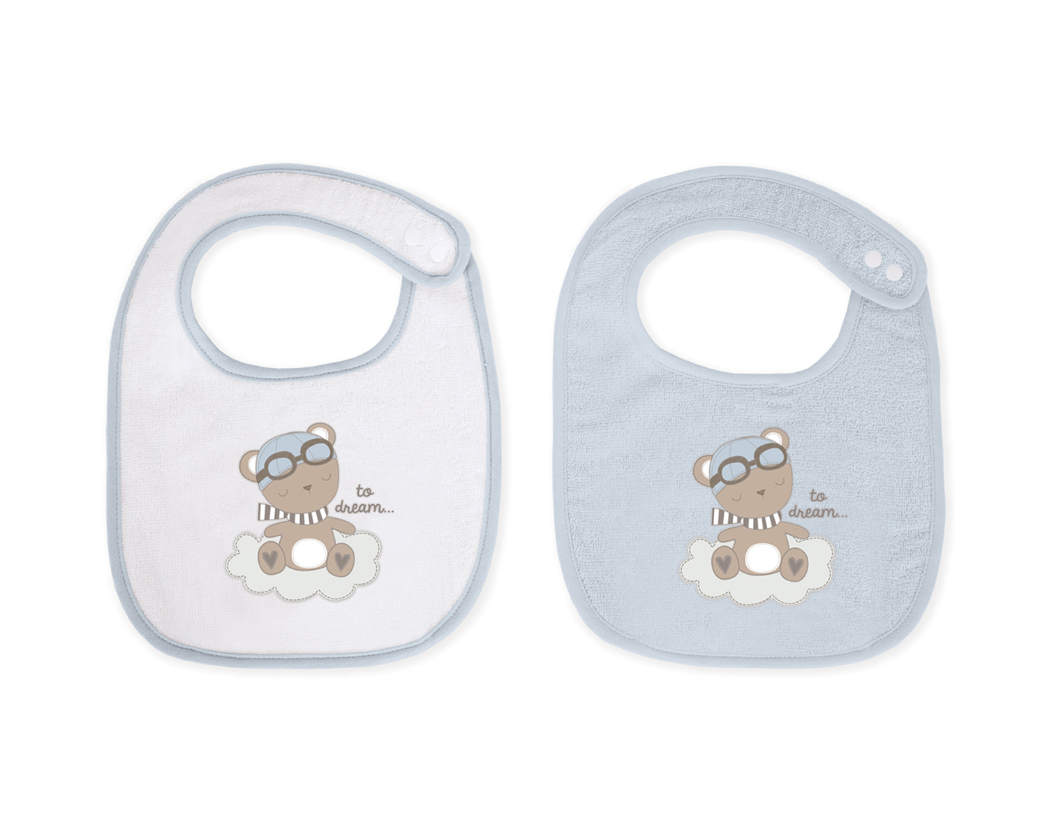 Set de 2 baberos de rizo Dreamy Flight Azul