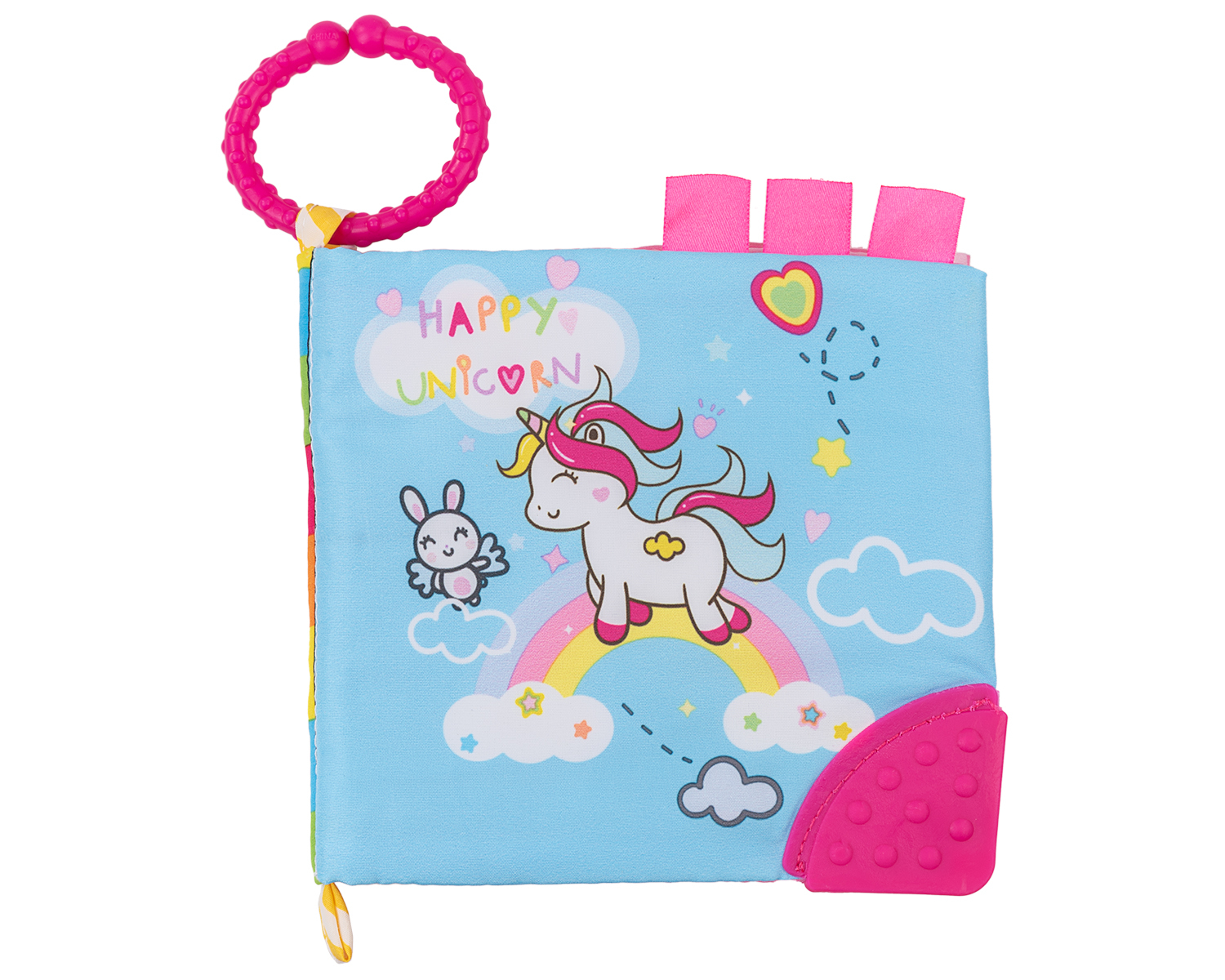 Libro educativo de tela con mordedor Happy Unicorn