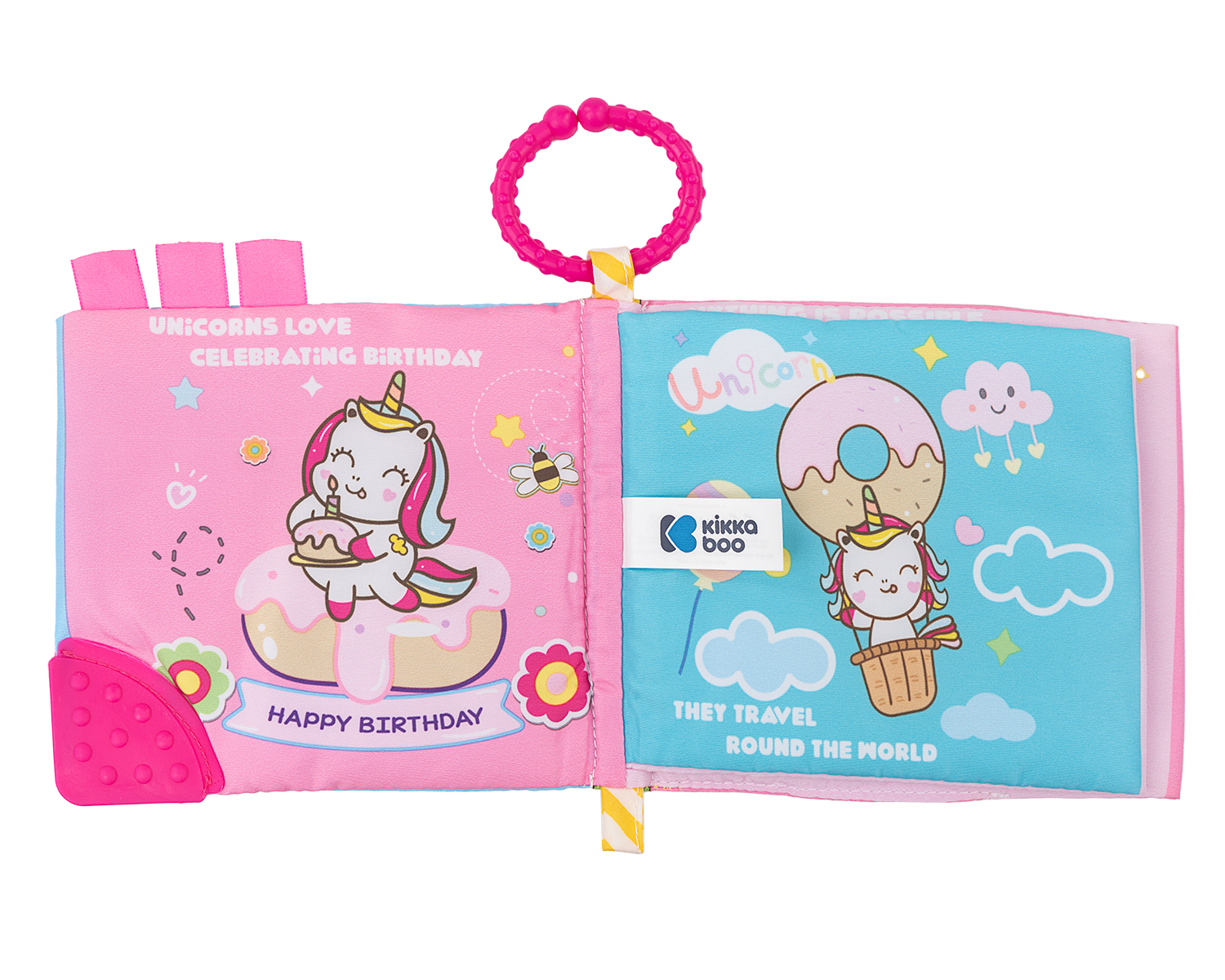 Libro educativo de tela con mordedor Happy Unicorn