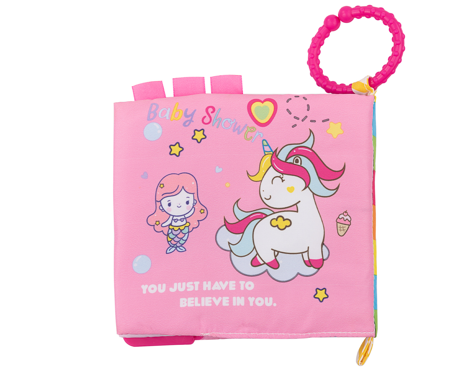 Libro educativo de tela con mordedor Happy Unicorn