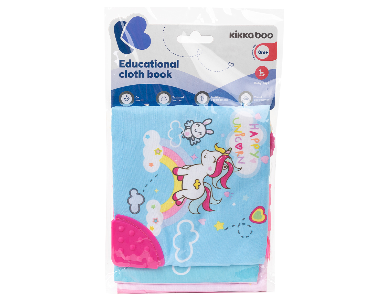 Libro educativo de tela con mordedor Happy Unicorn