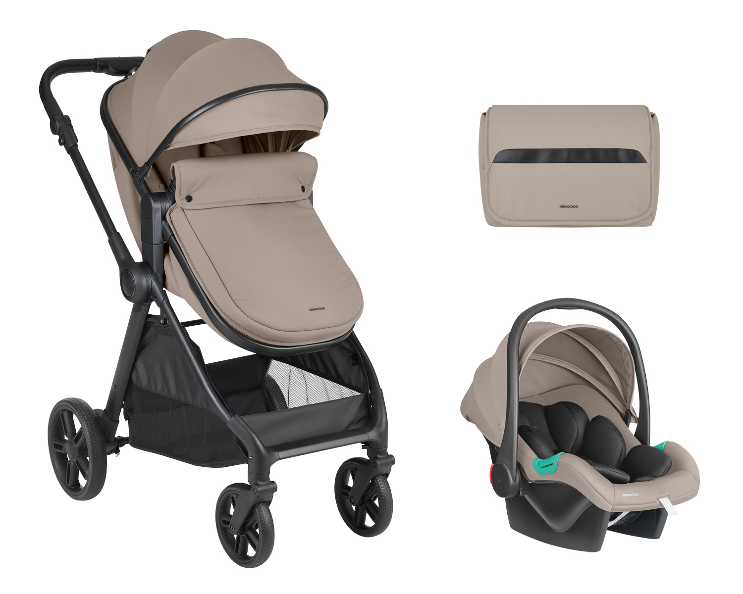 Cochecito 3 en 1 con asiento transformable Eloe Beige Oscuro