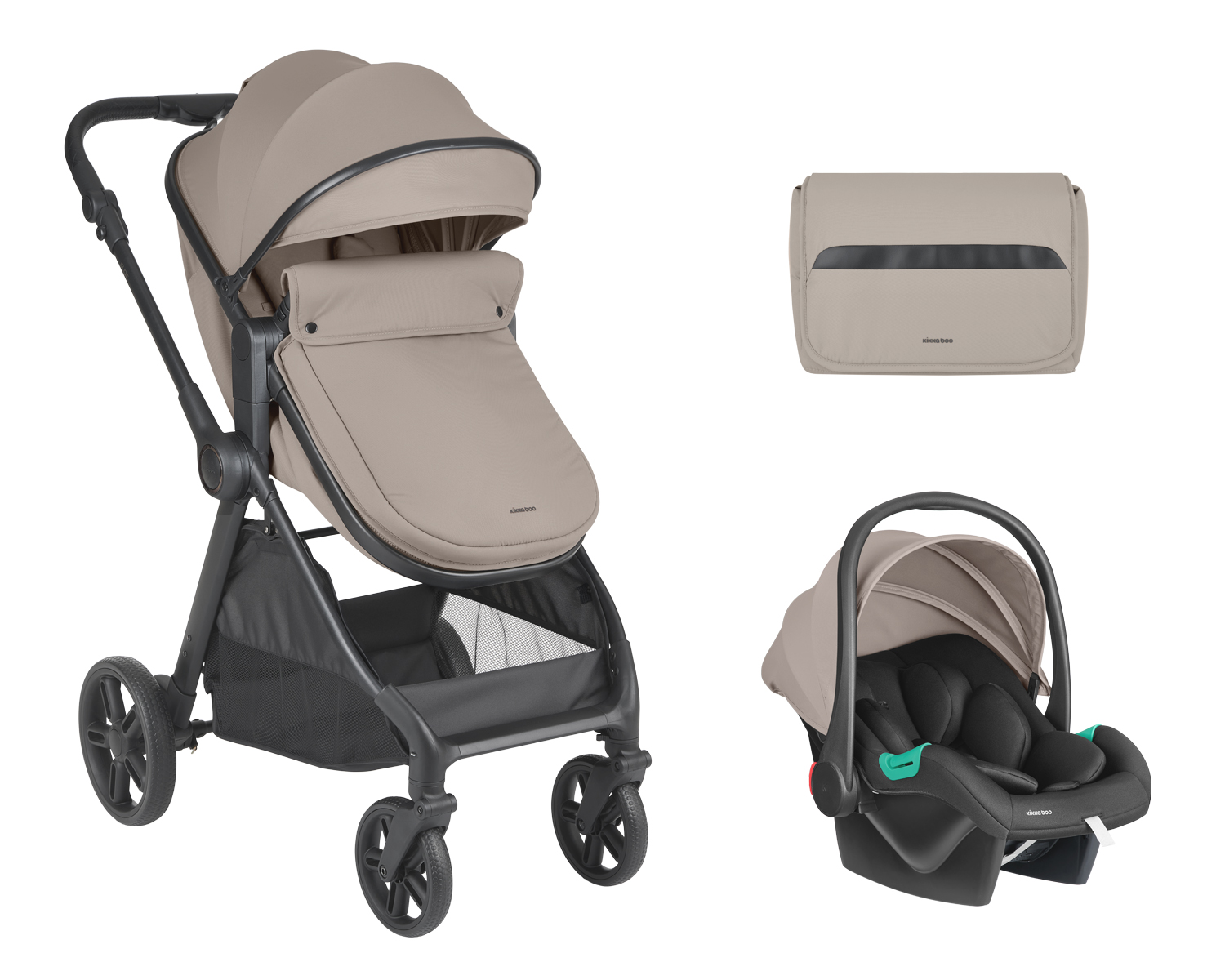 Cochecito 3 en 1 con asiento transformable Eloe Beige Oscuro