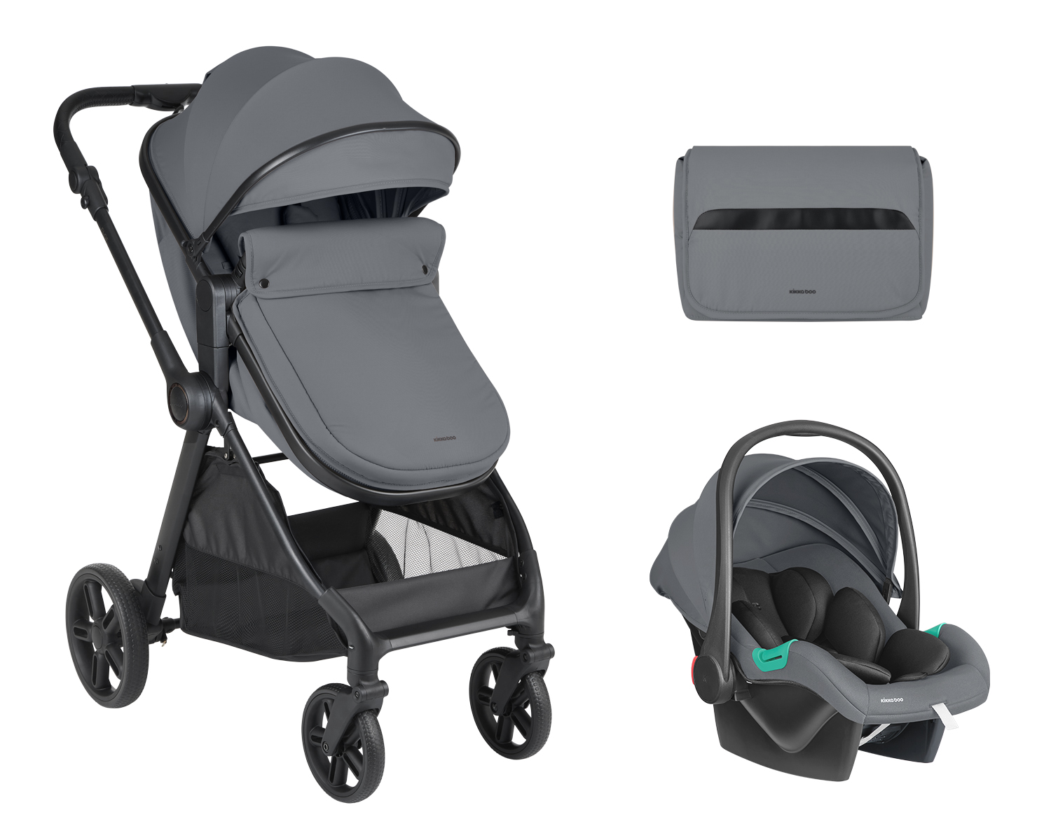 Cochecito 3 en 1 con asiento transformable Eloe Gris Oscuro