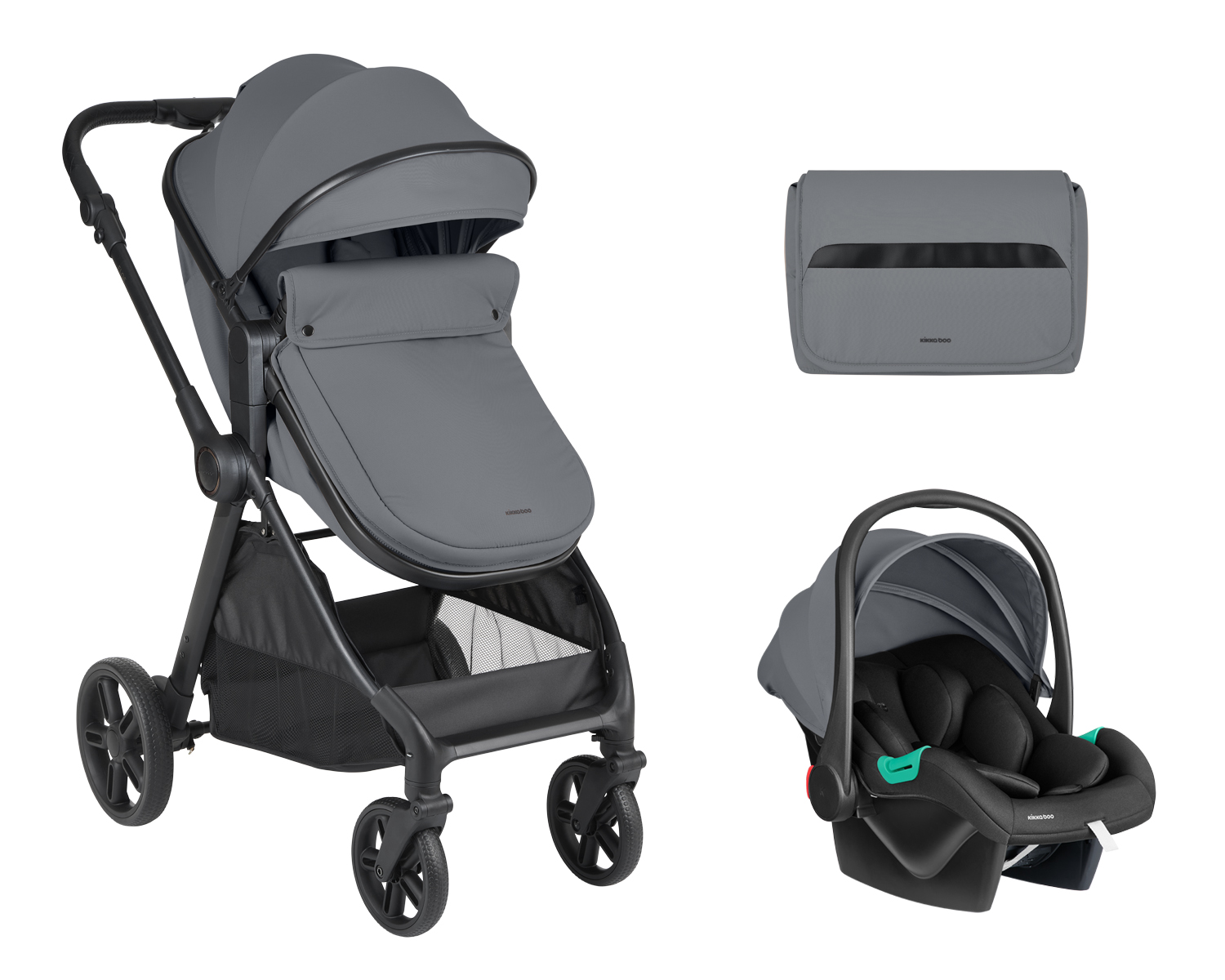 Cochecito 3 en 1 con asiento transformable Eloe Gris Oscuro
