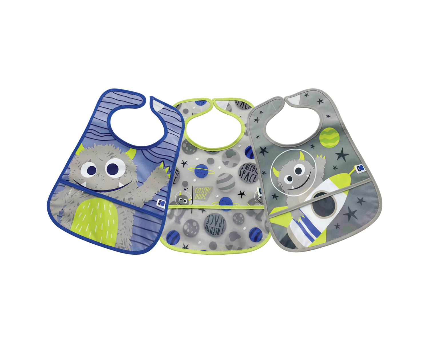 Set de baberos de rizo y EVA con recogemigas 3 uds Alien-Cosmos-Rocket