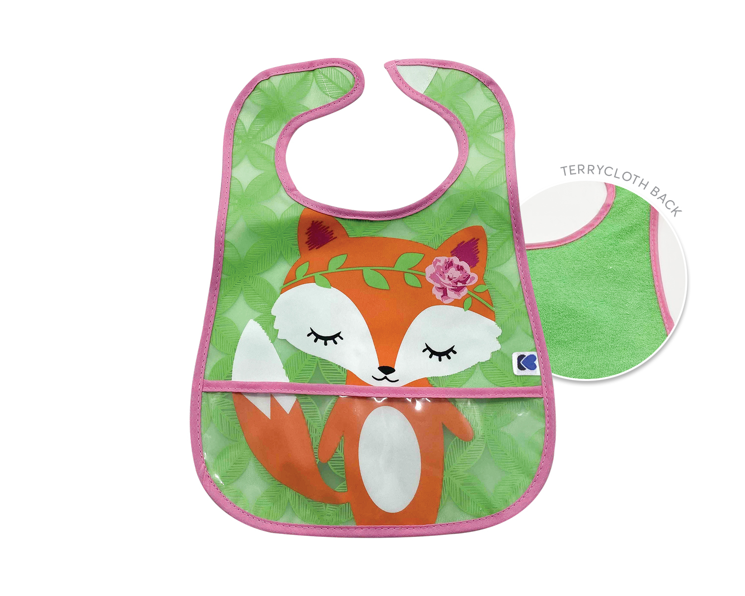 Set de baberos de rizo y EVA con recogemigas 3 uds Fox-Flowers-Deer