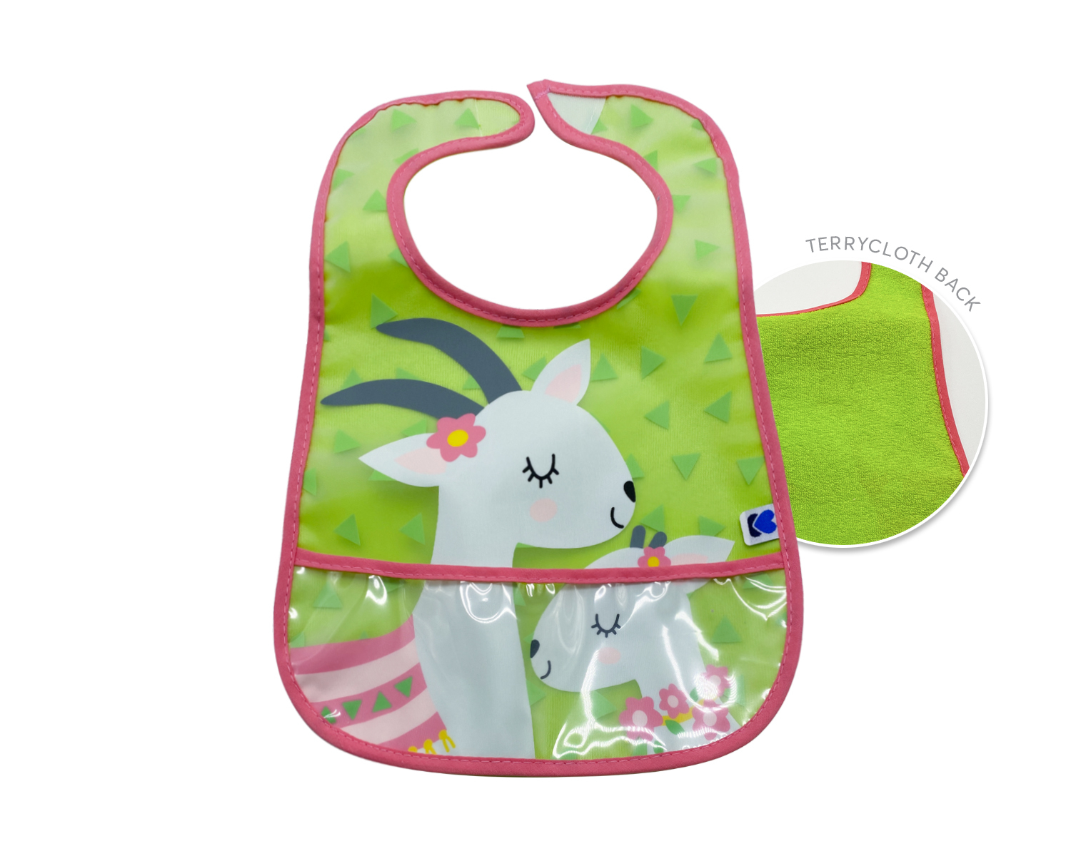 Set de baberos de rizo y EVA con recogemigas 3 uds Lama-Cactus-Goat