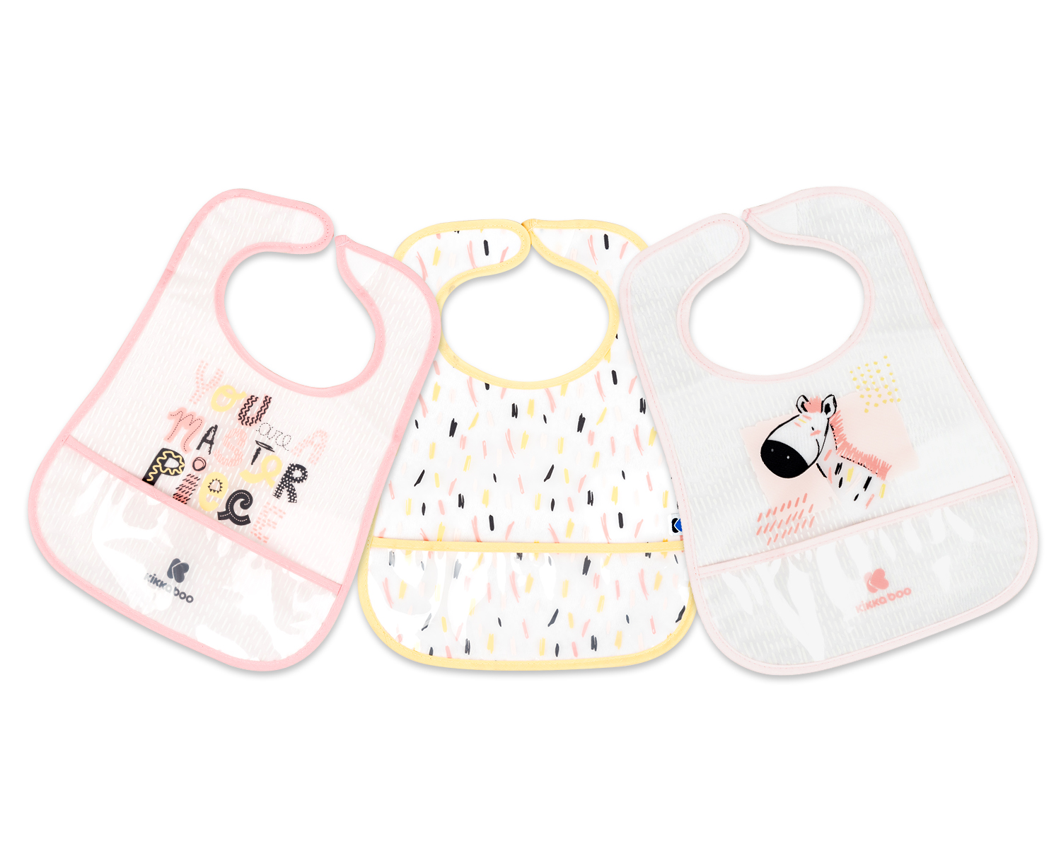 Set de baberos de rizo y EVA con recogemigas 3 uds Arty Rosa