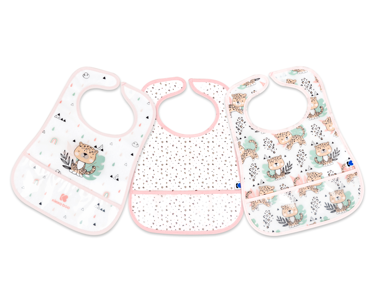 Set de baberos de rizo y EVA con recogemigas 3 uds Savanna Rosa
