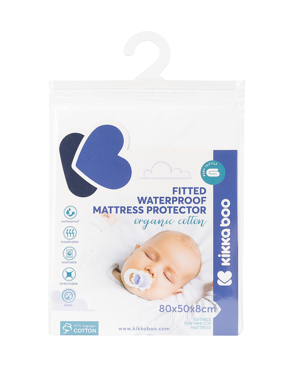 Protector de colchón ajustable - algodón orgánico 80/50/8 cm para mini cuna