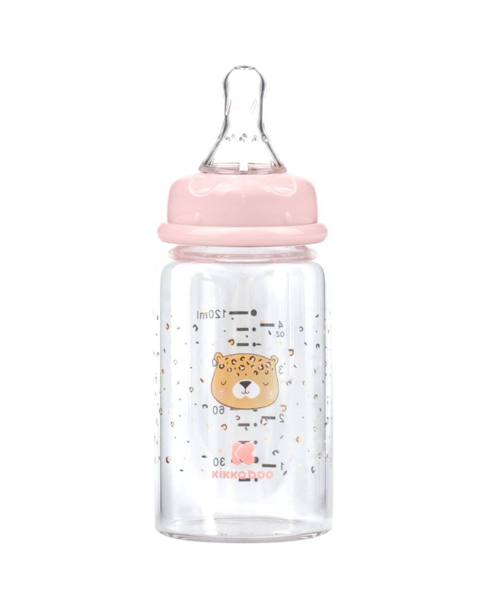 Biberón de cristal 120ml Savanna Rosa